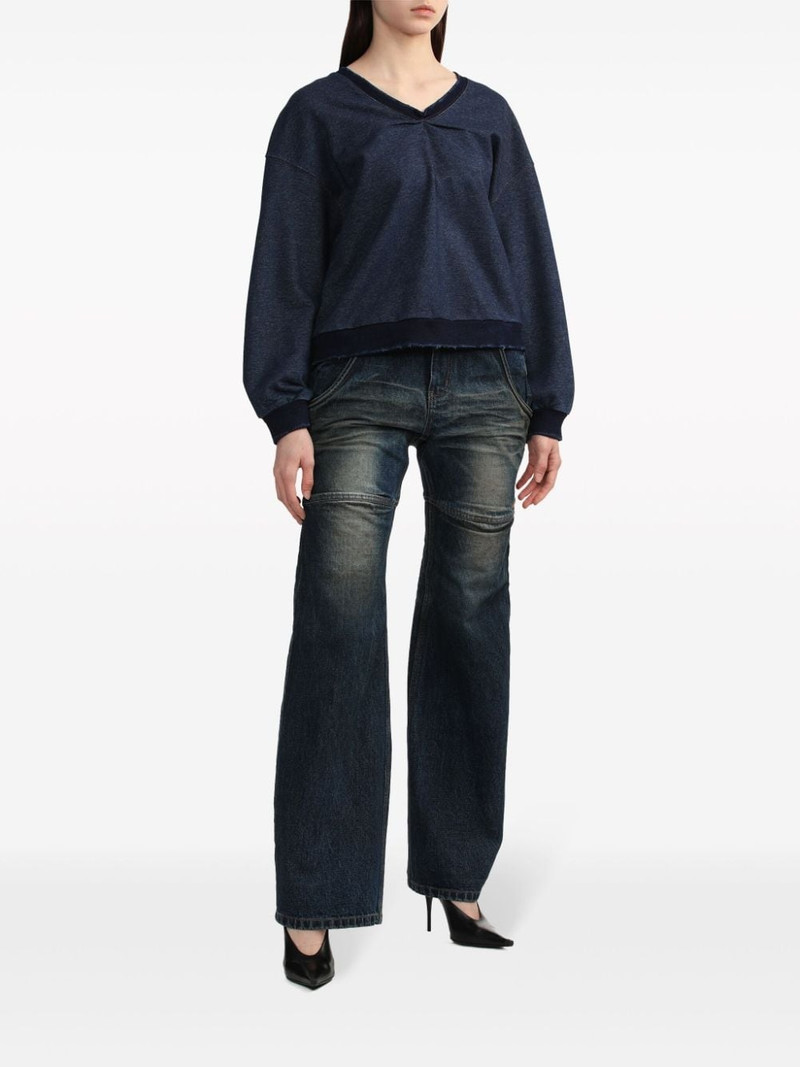 We11done ruched-detail cotton sweatshirt outlook