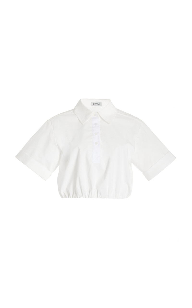 Nicky Cropped Cotton Poplin Shirt white 1