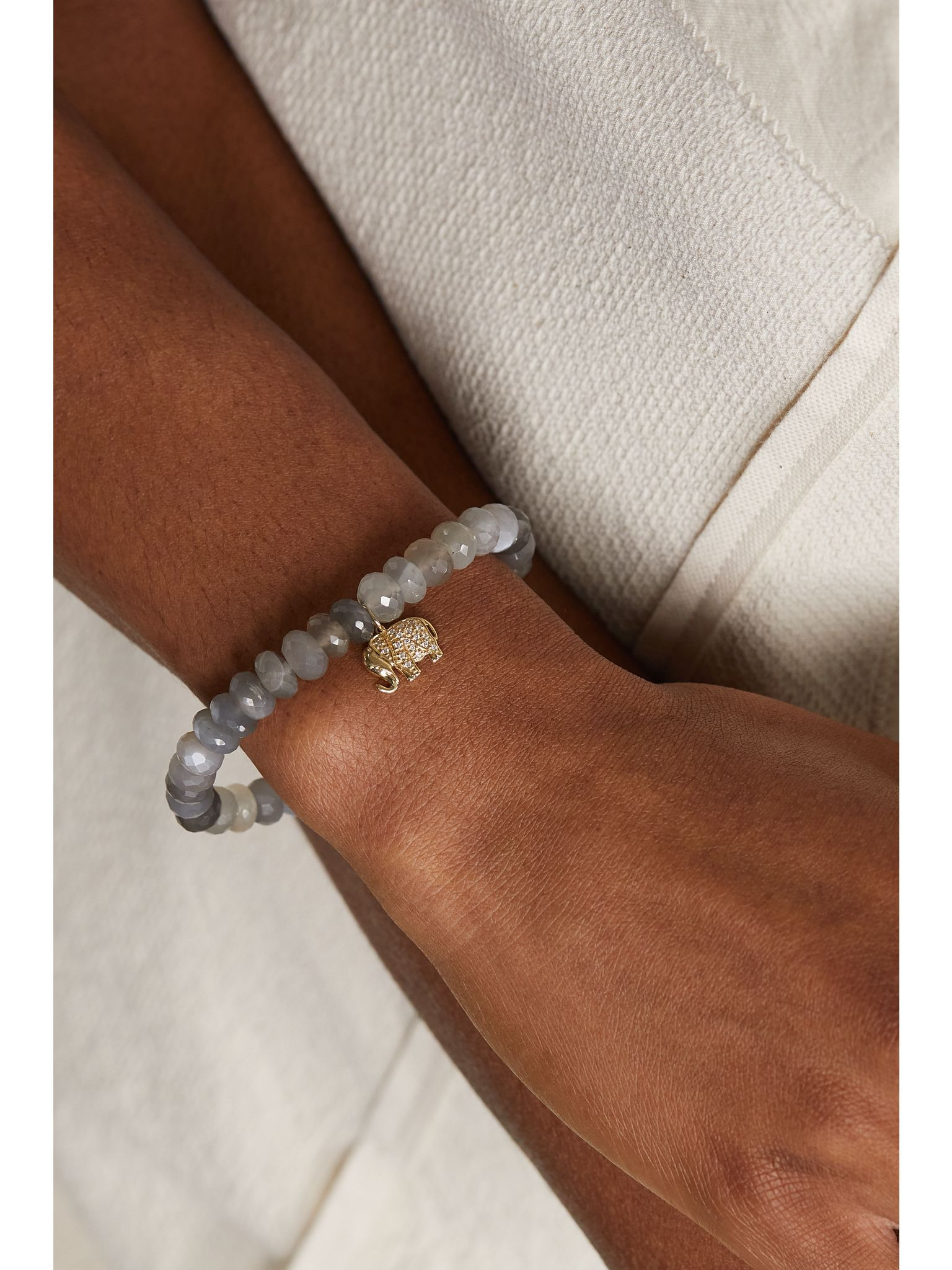 Elephant 14-karat gold, moonstone and diamond bracelet Gray - 2