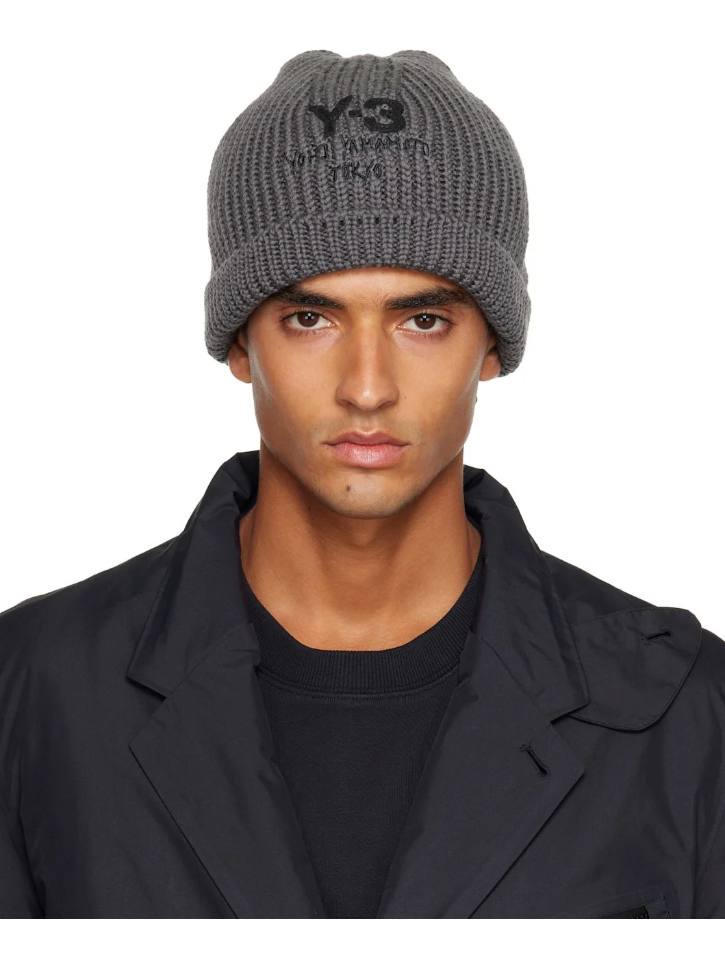 Gray Chunky Knit Beanie - 1