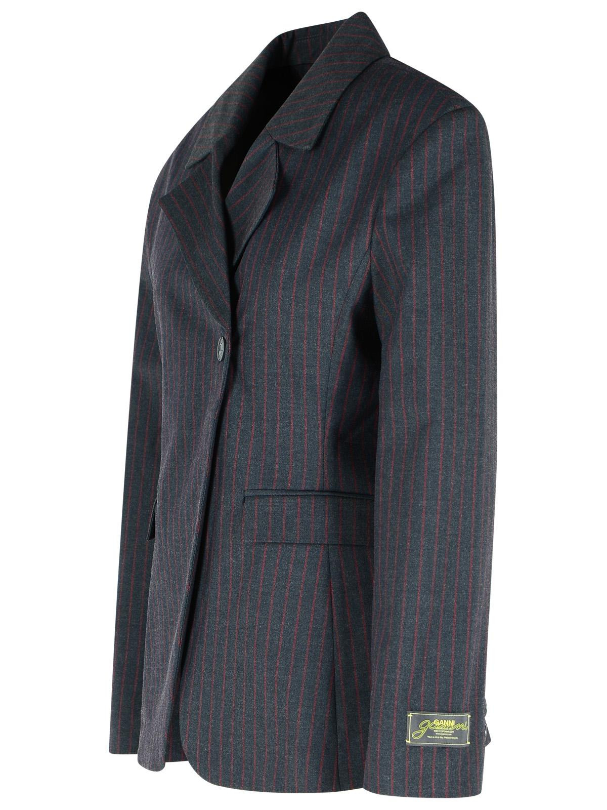 Ganni Pinstriped Black Viscose Blend Blazer Women - 2