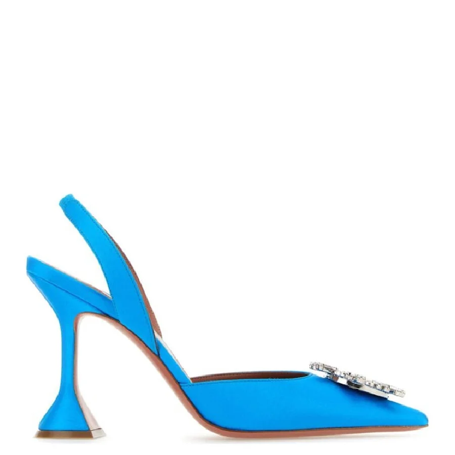 Amina Muaddi Begum 70 Satin Slingback Pumps - 1