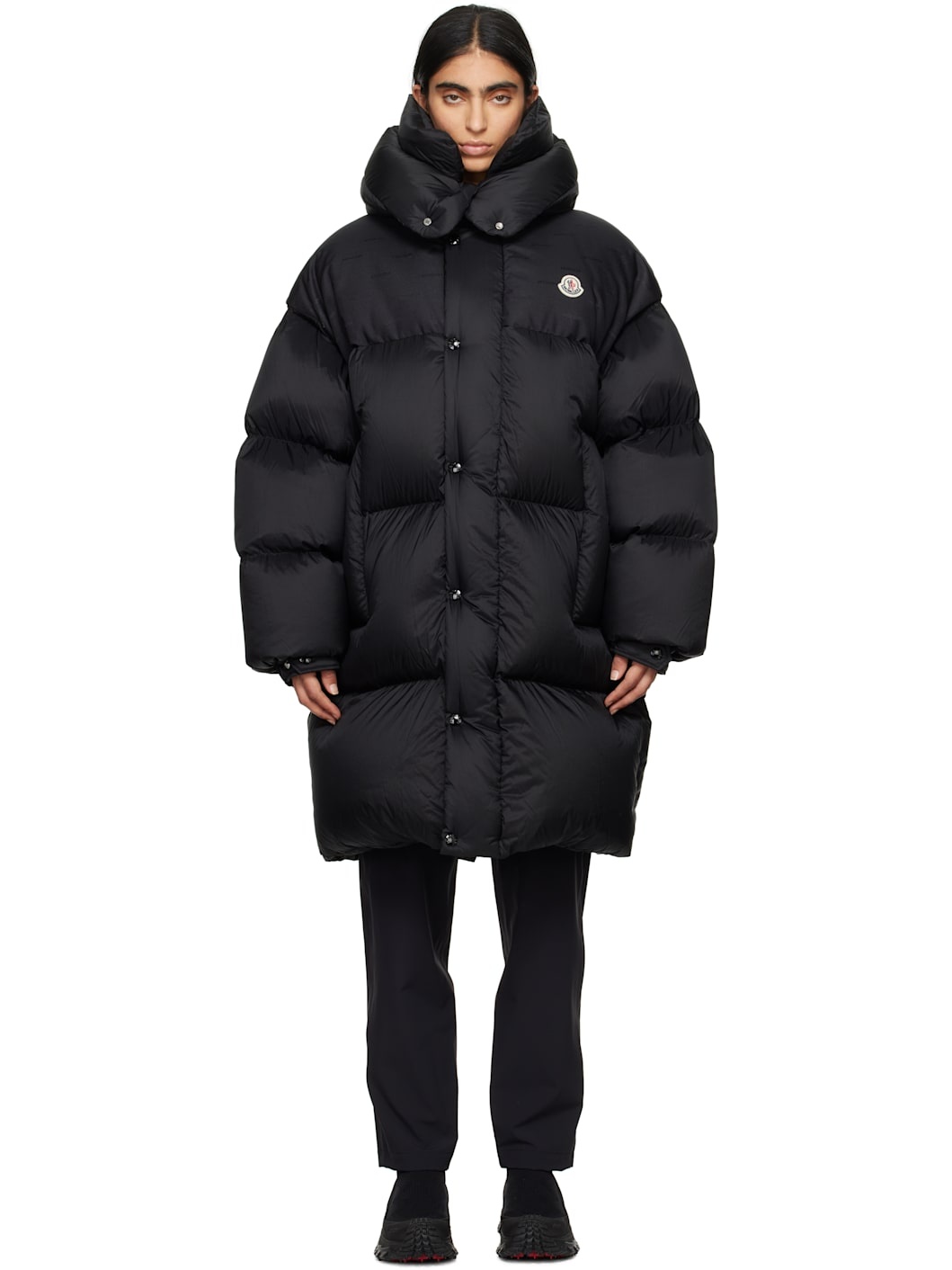 Moncler Black Verone Long Down Jacket | ssense | REVERSIBLE