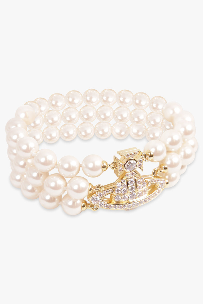 Vivienne Westwood GRAZIELLA THREE ROW PEARL BRACELET | WHITE/GOLD outlook