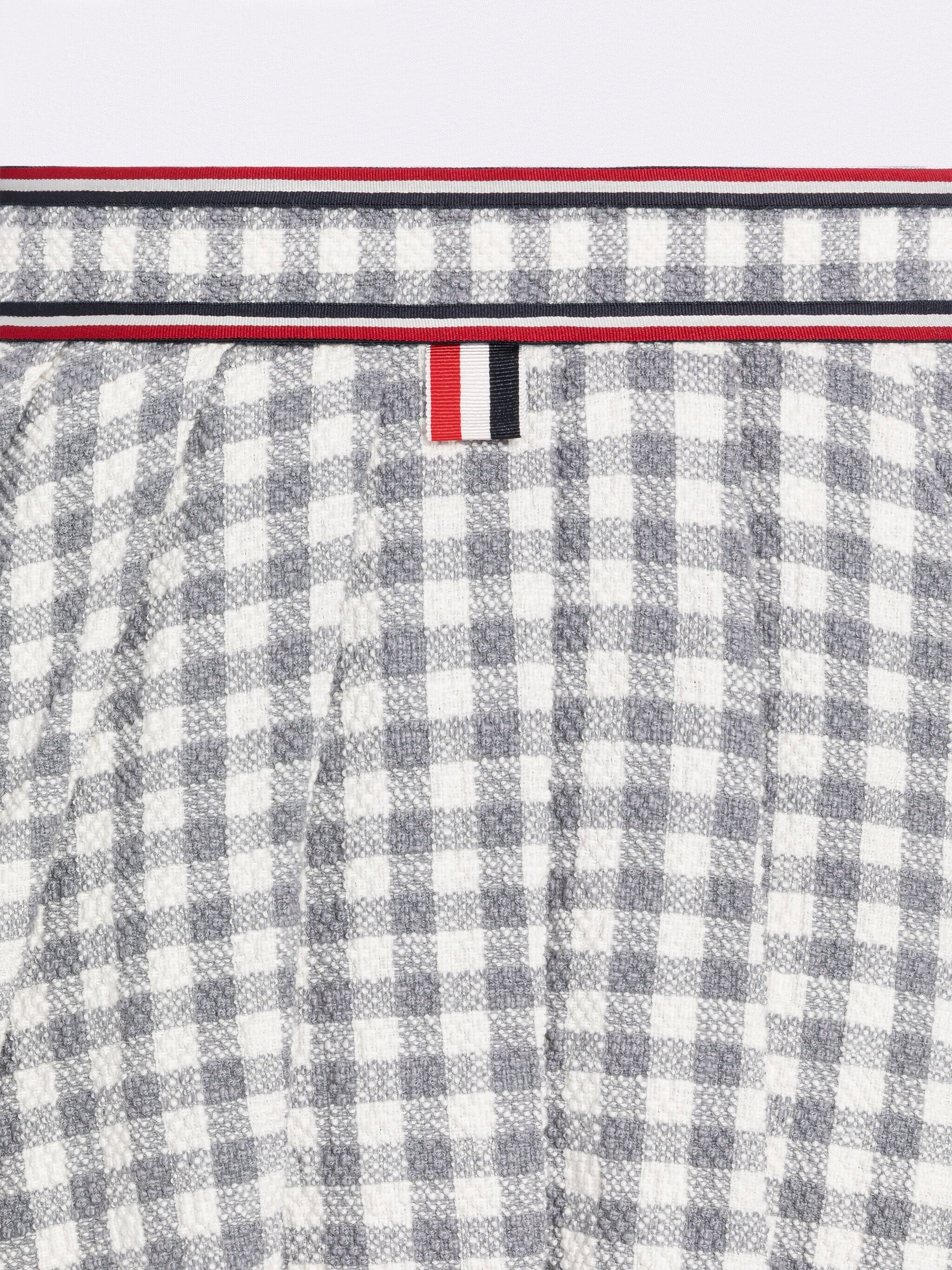 Gingham Stripe Trim Pleated Mini Skirt - 6