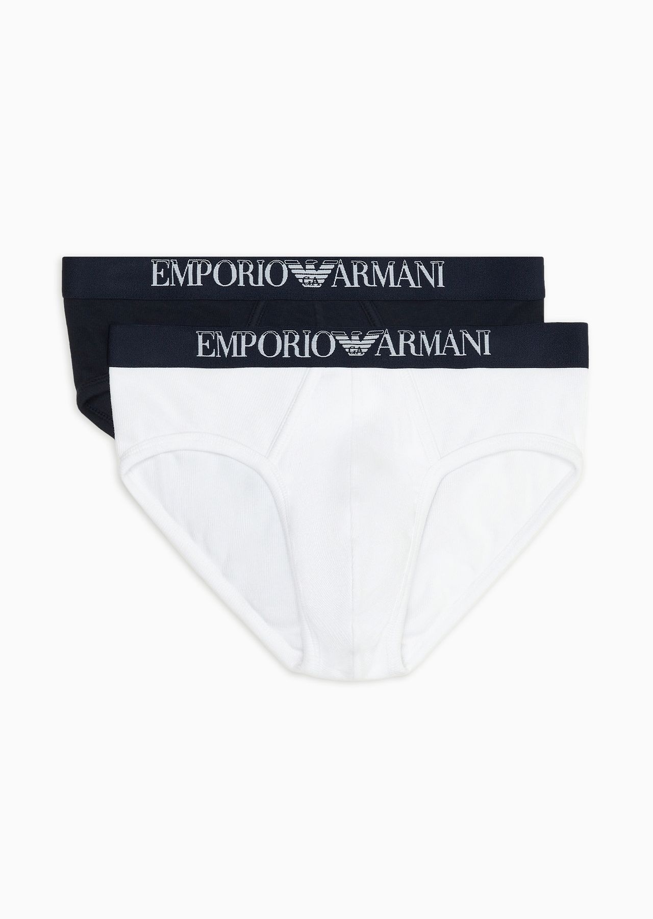 Two-pack of ribbed cotton briefs with logo band - 1