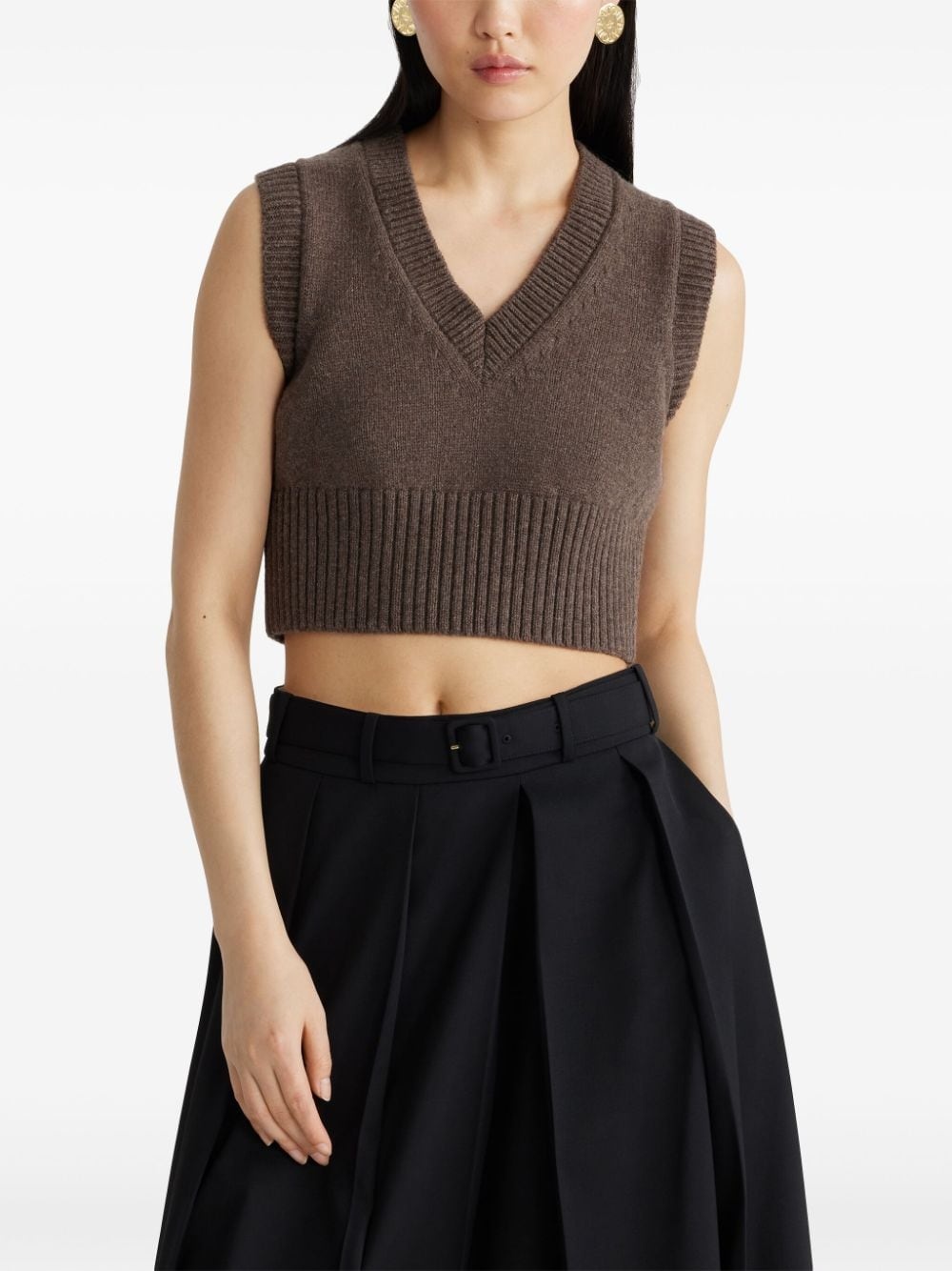 cropped v-neck vest - 3