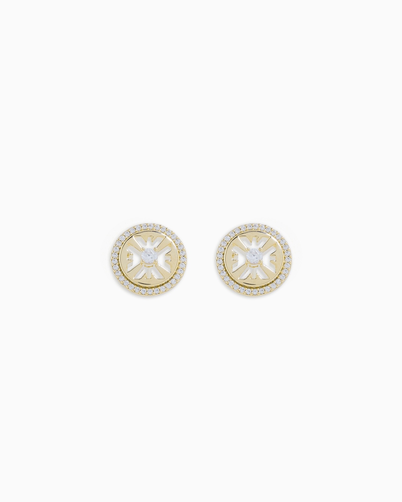 GOLD-TONE STERLING SILVER STUD EARRINGS - 1