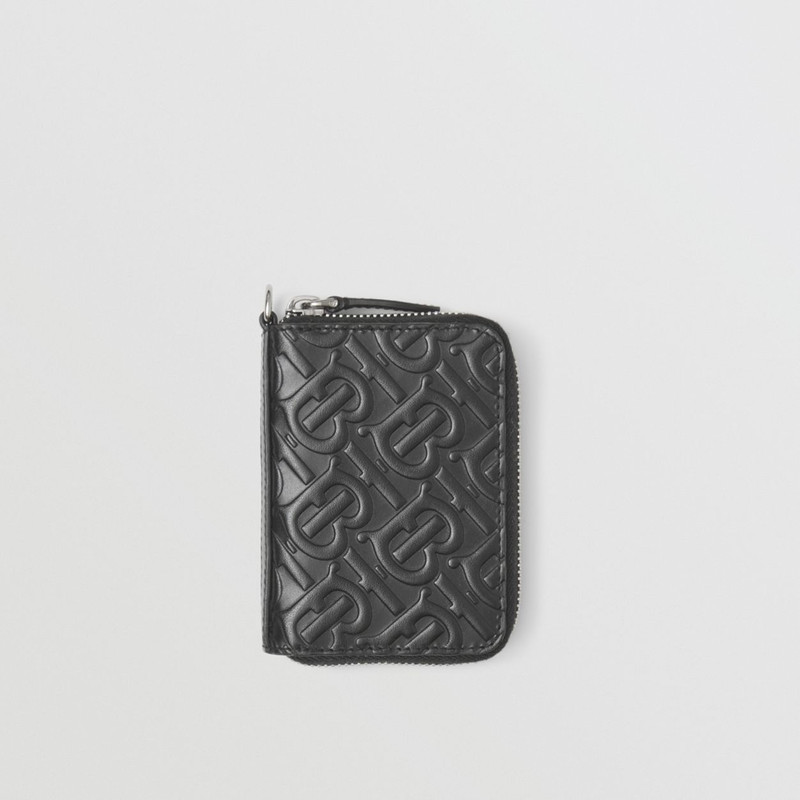 Embossed Monogram Leather Card Case Lanyard 1