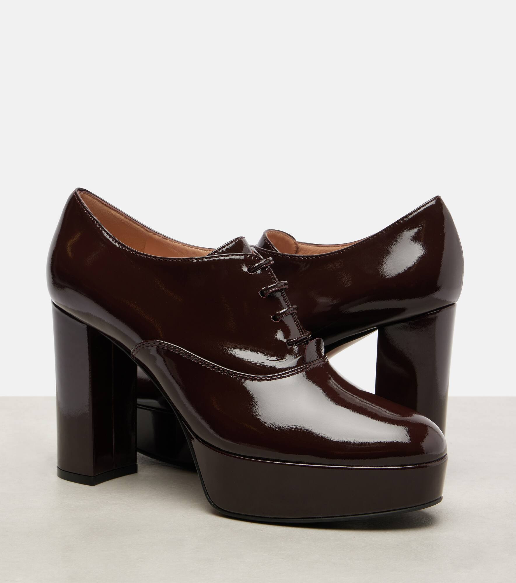 70 lace-up leather platform pumps - 5
