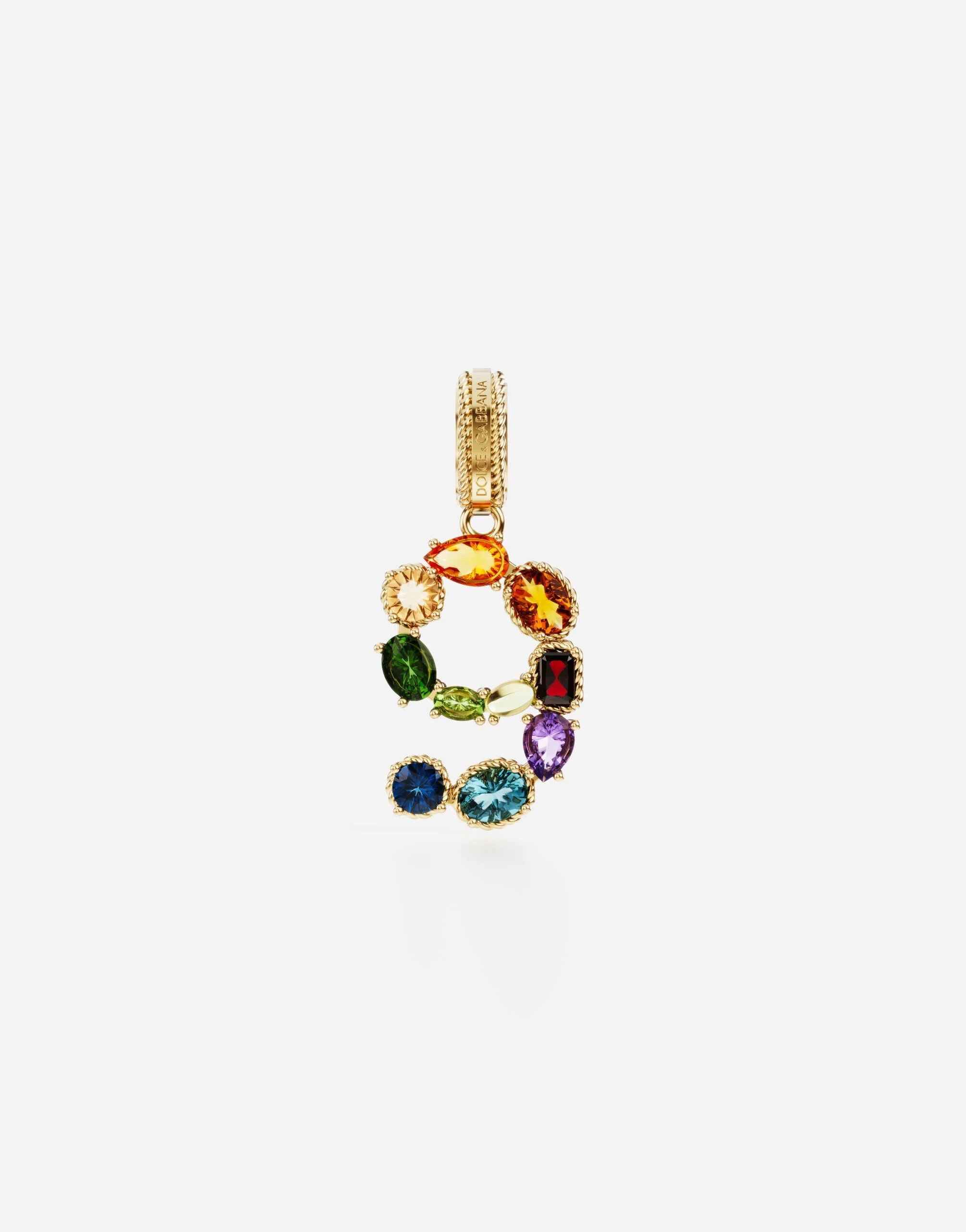 Charm 9 Lettering 18-carat yellow gold and multicolored gems - 1