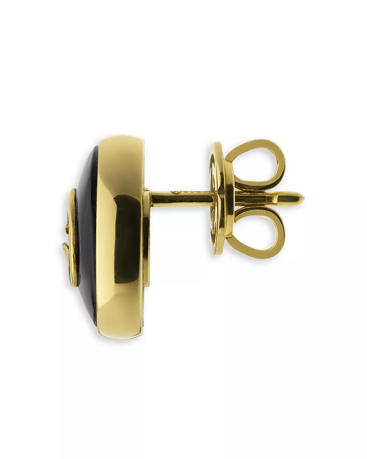 18K Yellow Gold Interlocking Black Onyx Stud Earrings - 3