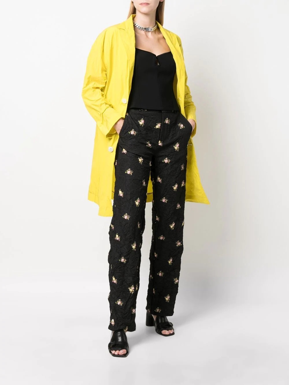 creased floral-print trousers - 2