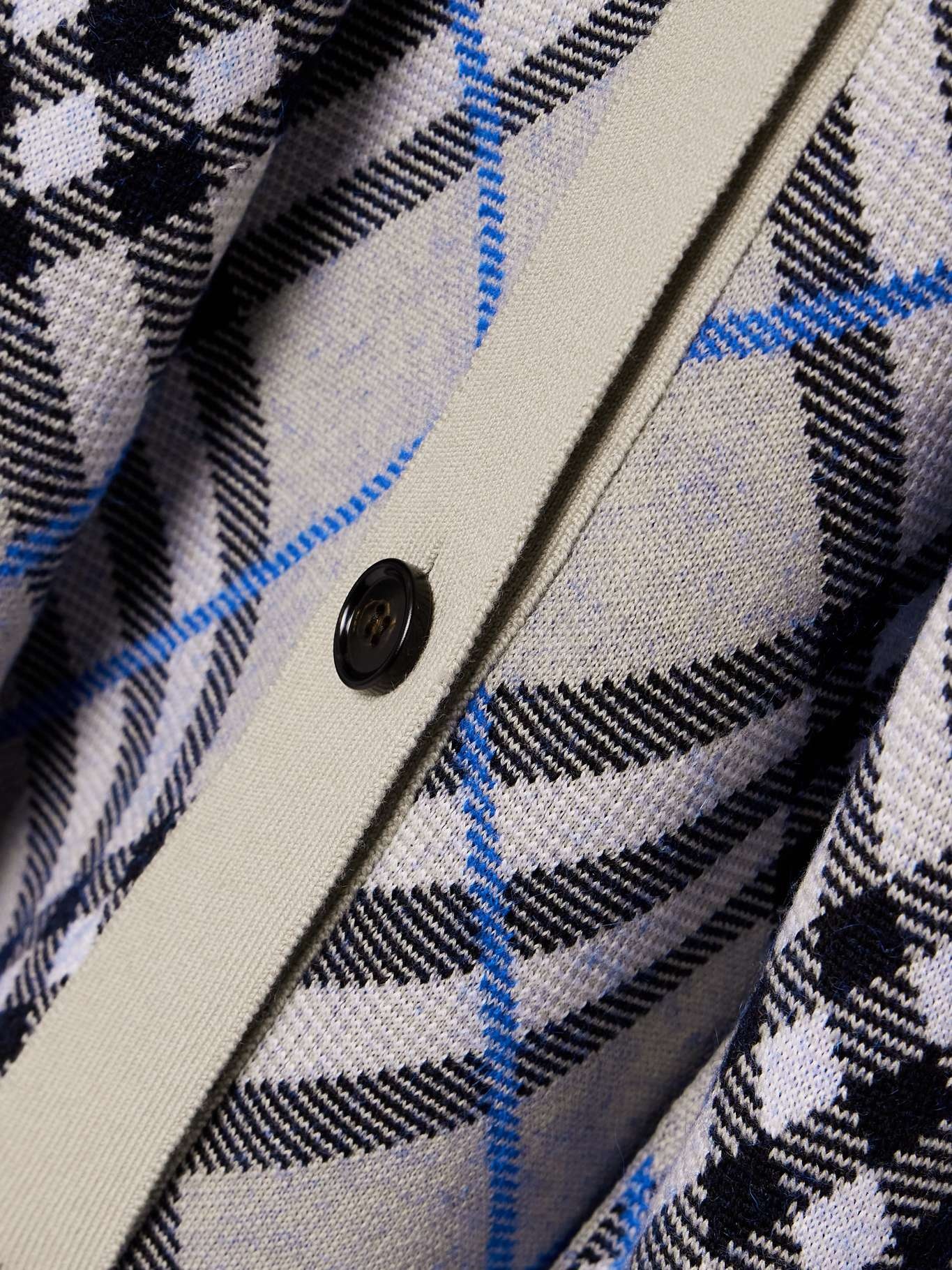 Draped checked wool-blend cardigan - 4
