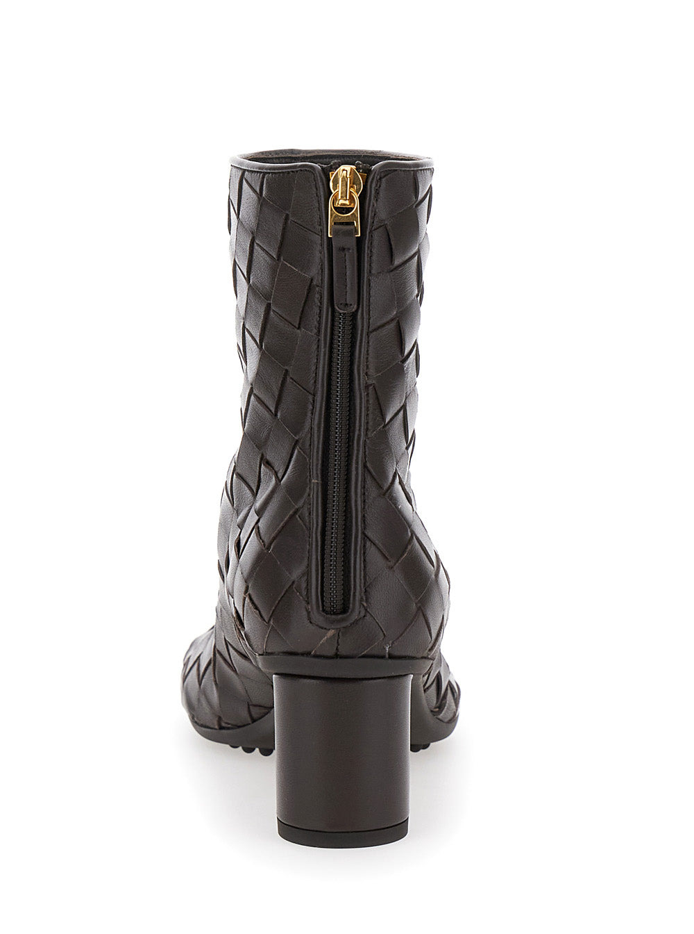 Bottega Veneta Women 'Atomic' Brown Ankle Boots With Braided Design And Kitten Heel In Leather Woman - 4