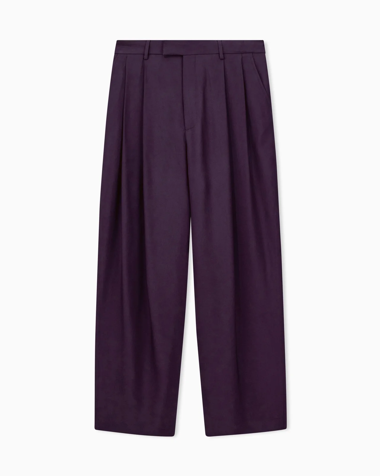 TROUSERS OVERSIZED FIT IN SOLID PURE VISCOSE TWILL - 1