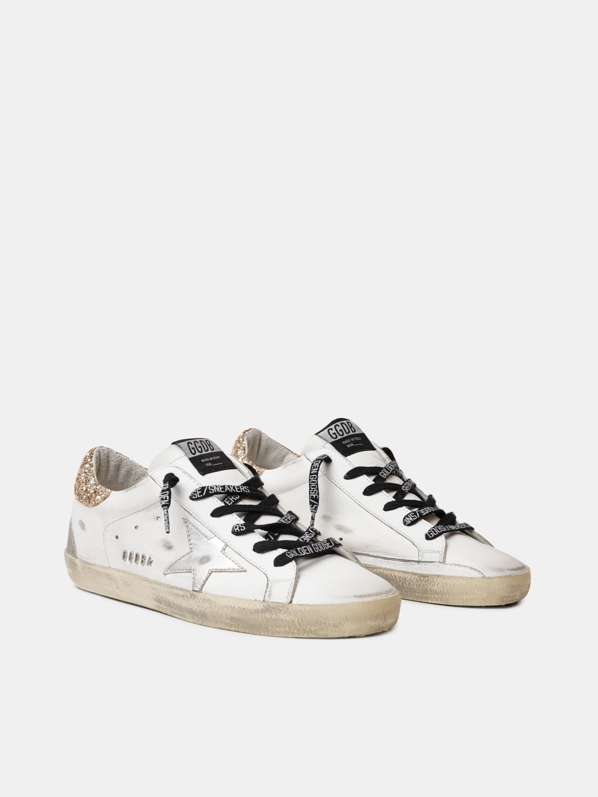 White leather Super-Star sneakers with glittery heel tab - 3