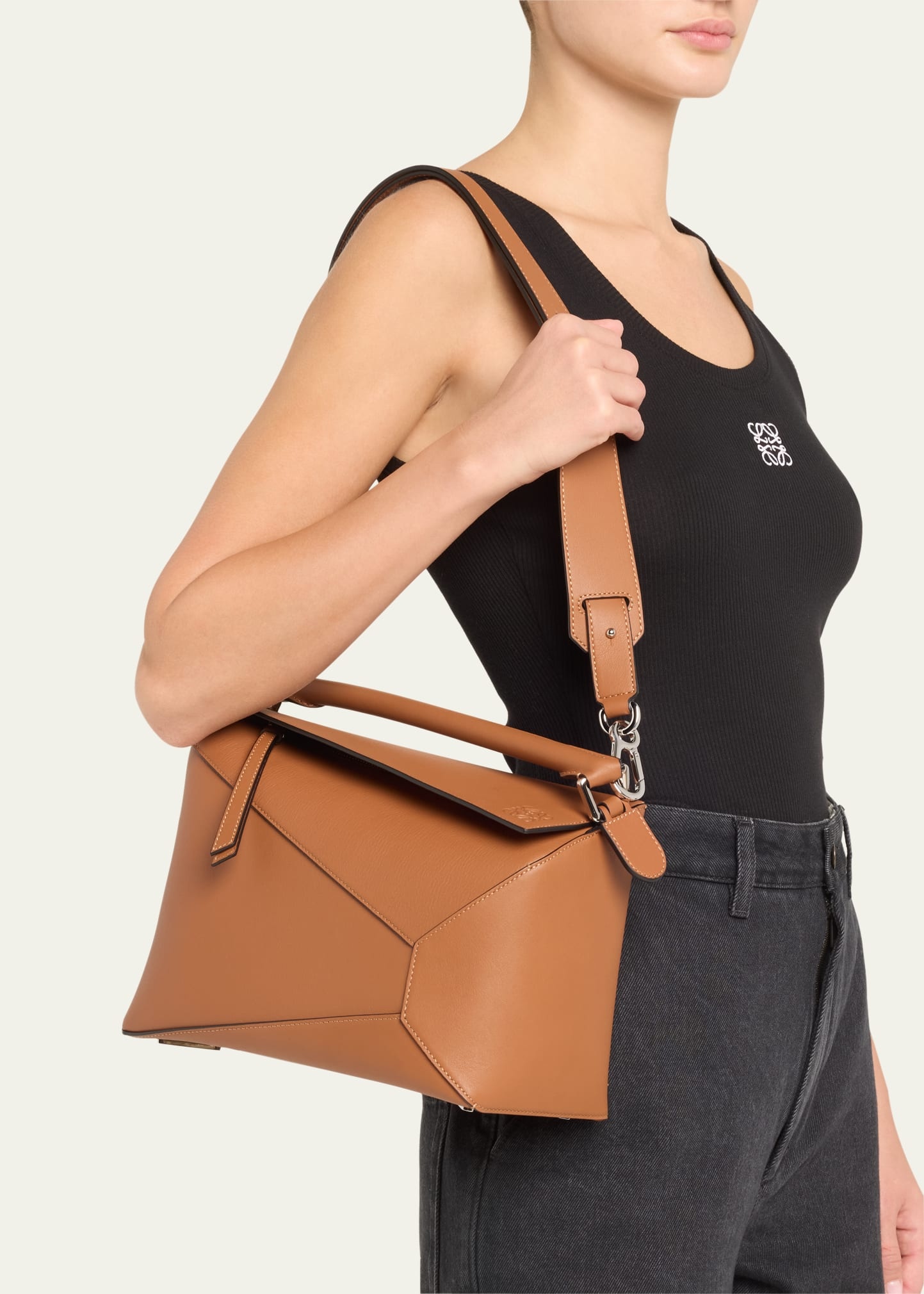 Puzzle Edge Leather Shoulder Bag - 2