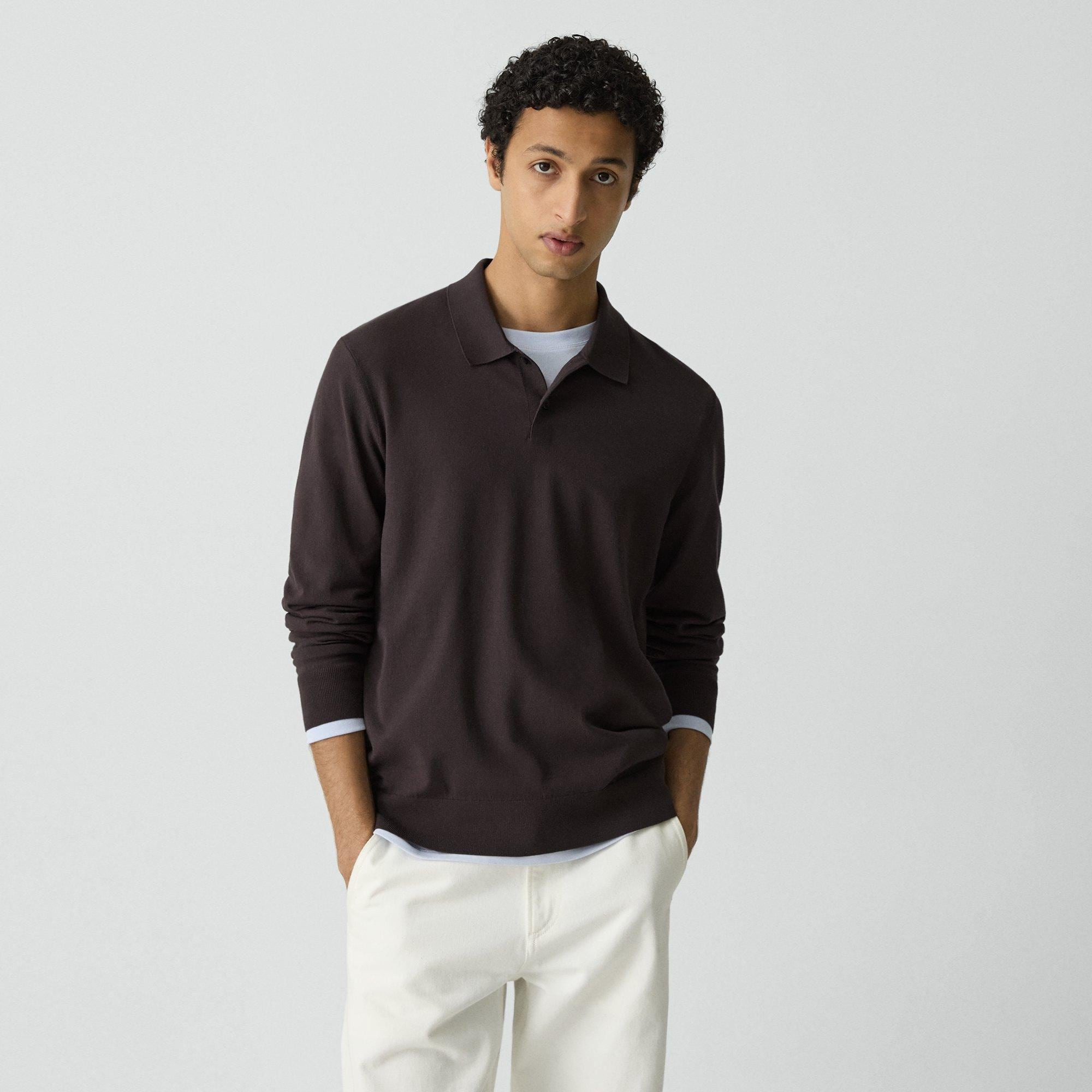 Goris Long-Sleeve Polo Shirt in Light Bilen - 3