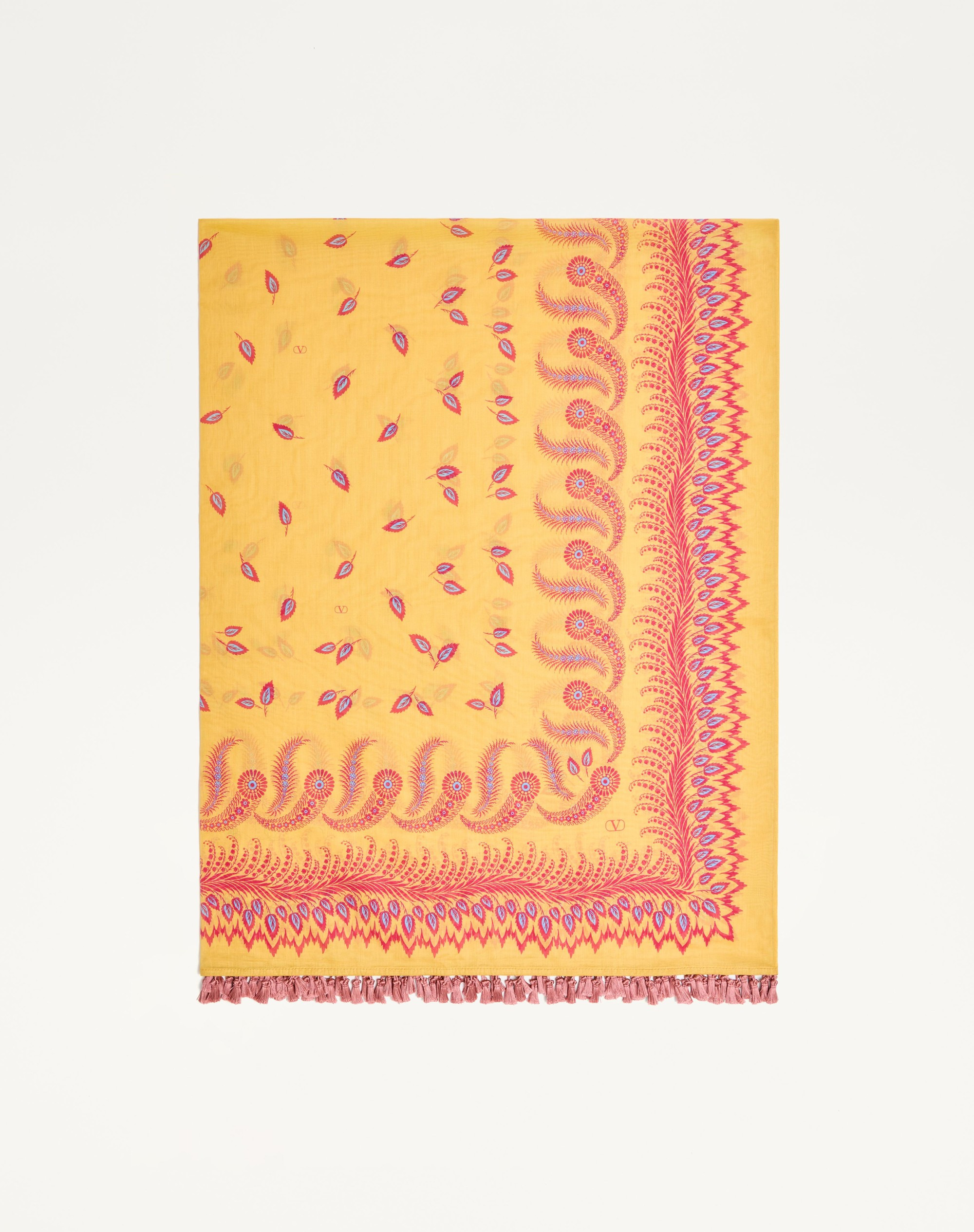 ESCAPE PAREO IN COTTON AND SILK WITH DEGRADÉ FEATHER PRINT - 4