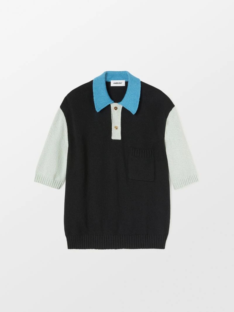 PANELLED KNIT POLO - 1