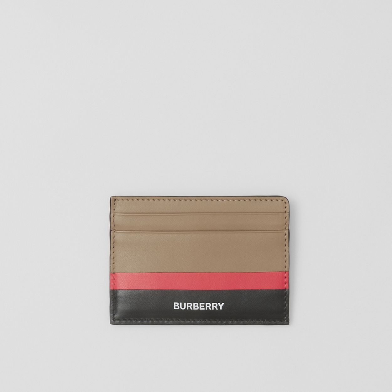 Stripe Intarsia Leather Card Case - 1