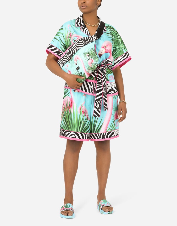 Flamingo-print twill shirt - 9