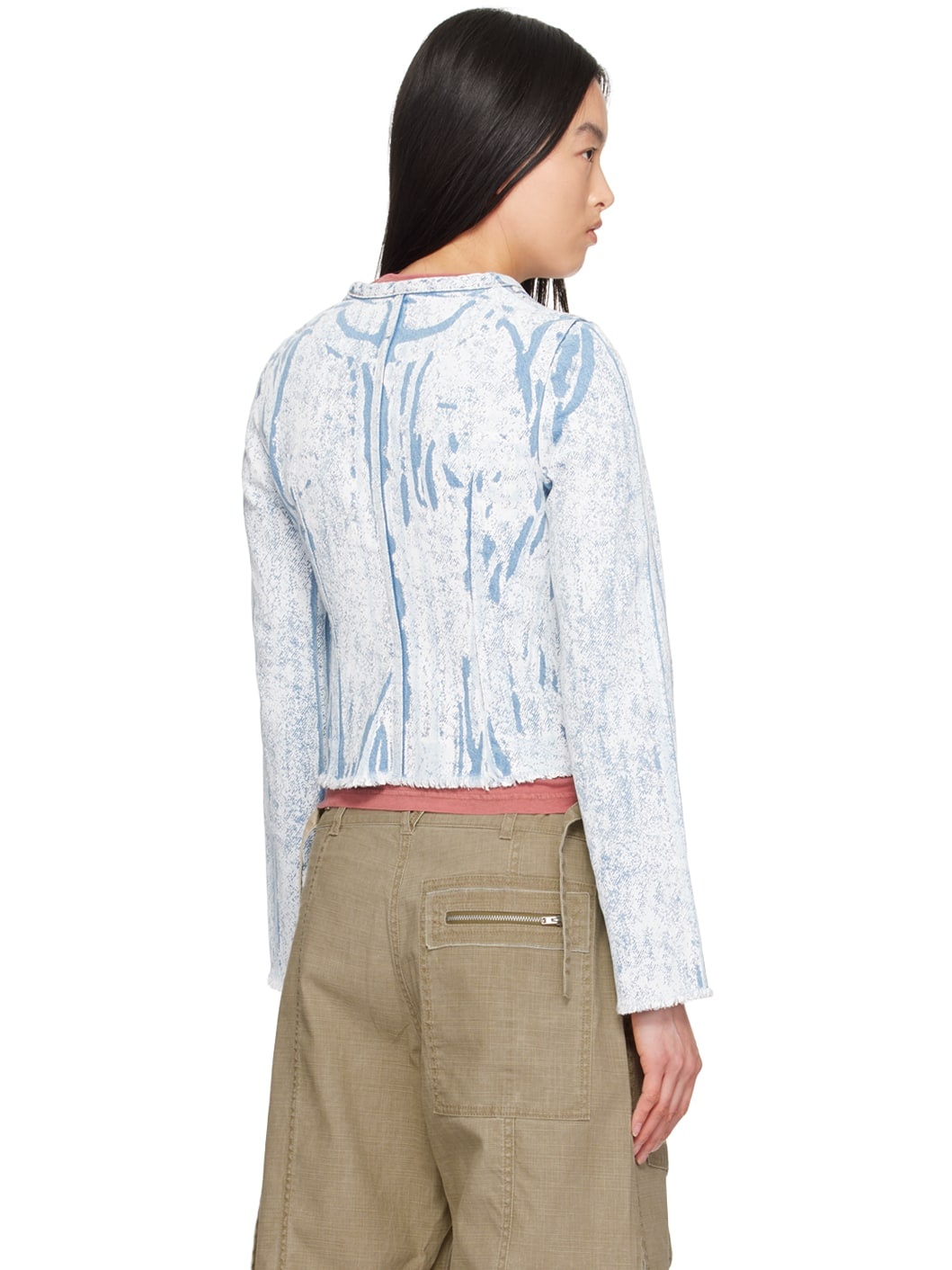 Blue Pigment Print Denim Jacket - 3