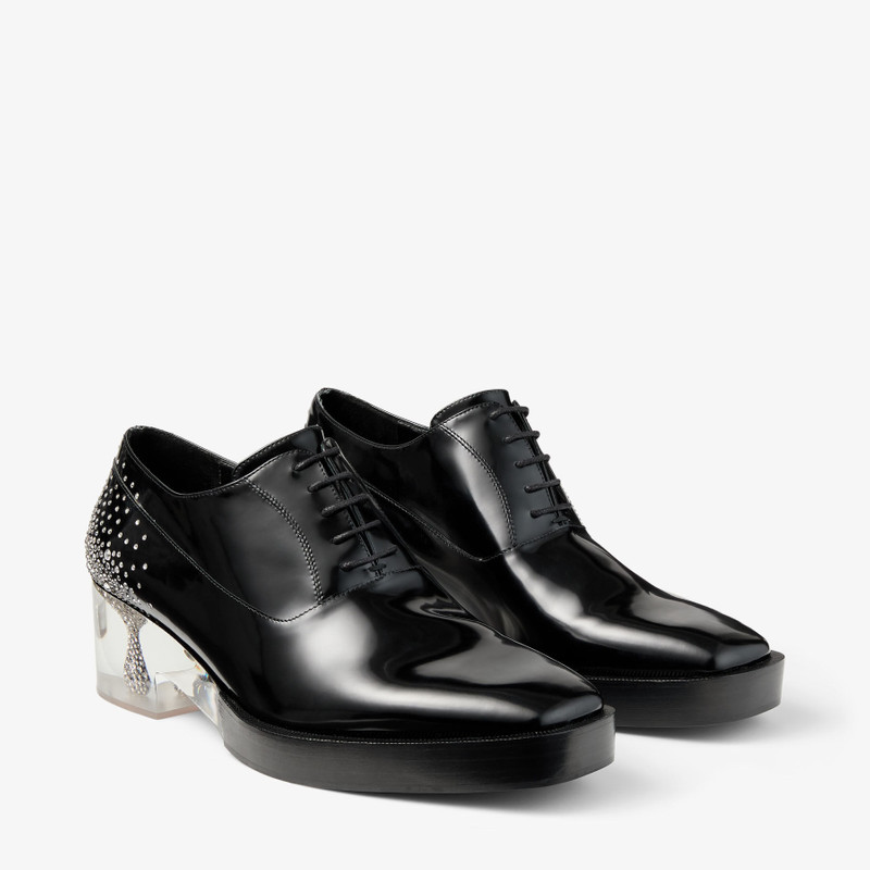 Jimmy Choo noir kei ninomiya Crystal Shoe Black Polished Calf Leather Lace-Up Shoes with Crystal Emb 3