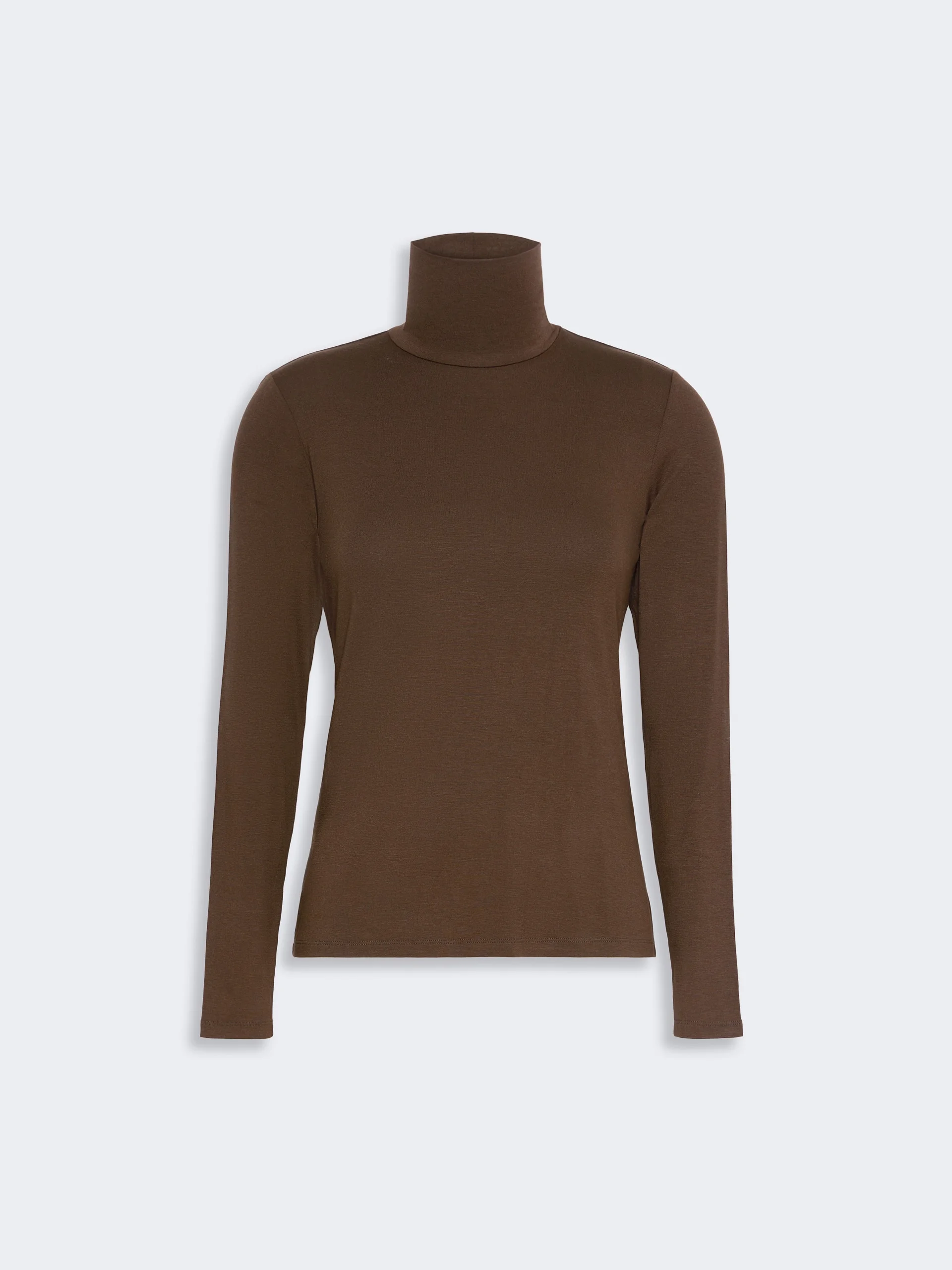 MULTIF Slim-fit top in stretch viscose jersey - DARK BROWN - 1