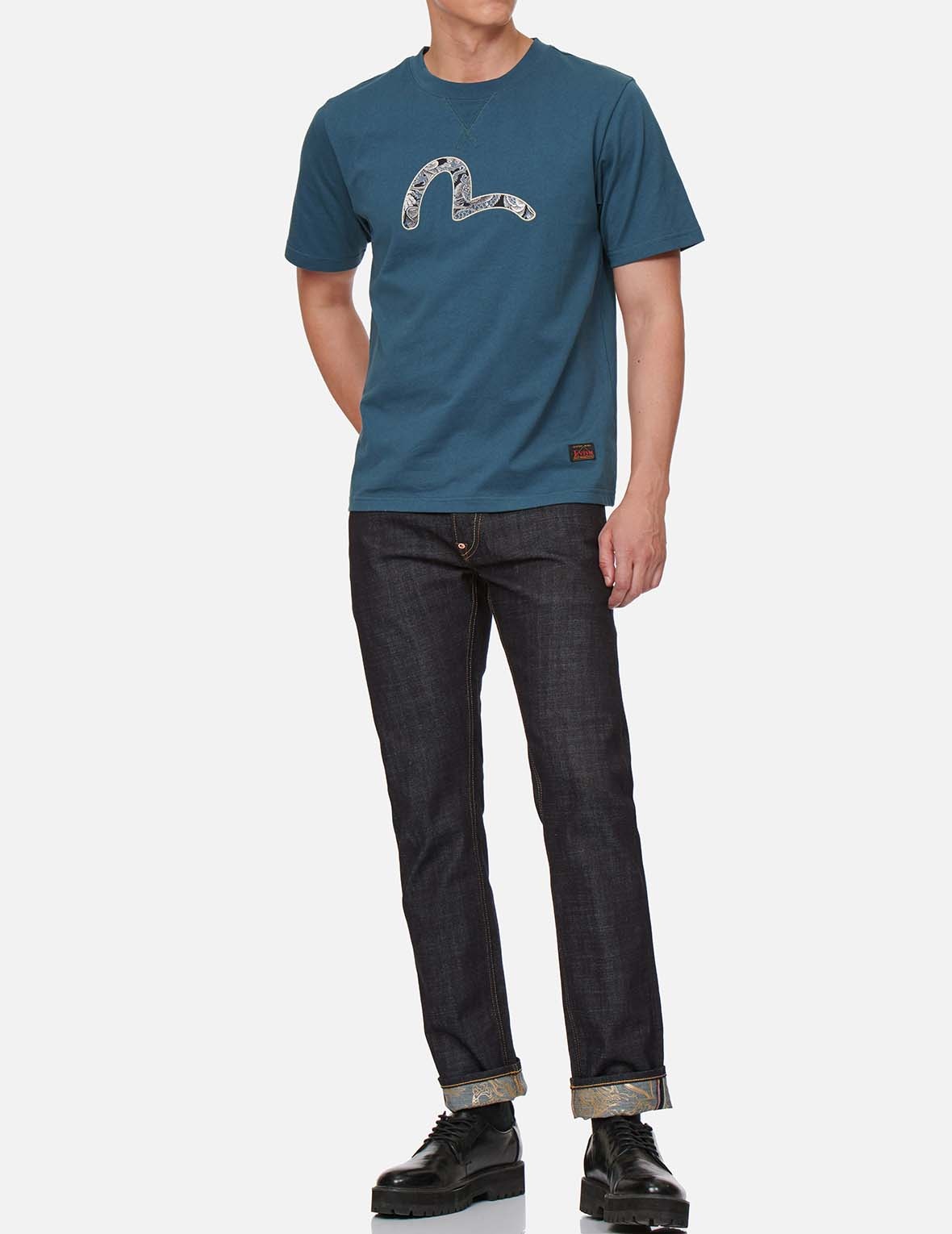 BROCADE SEAGULL AND KAMON APPLIQUÉ SLIM STRAIGHT FIT JEANS #2010 - 6