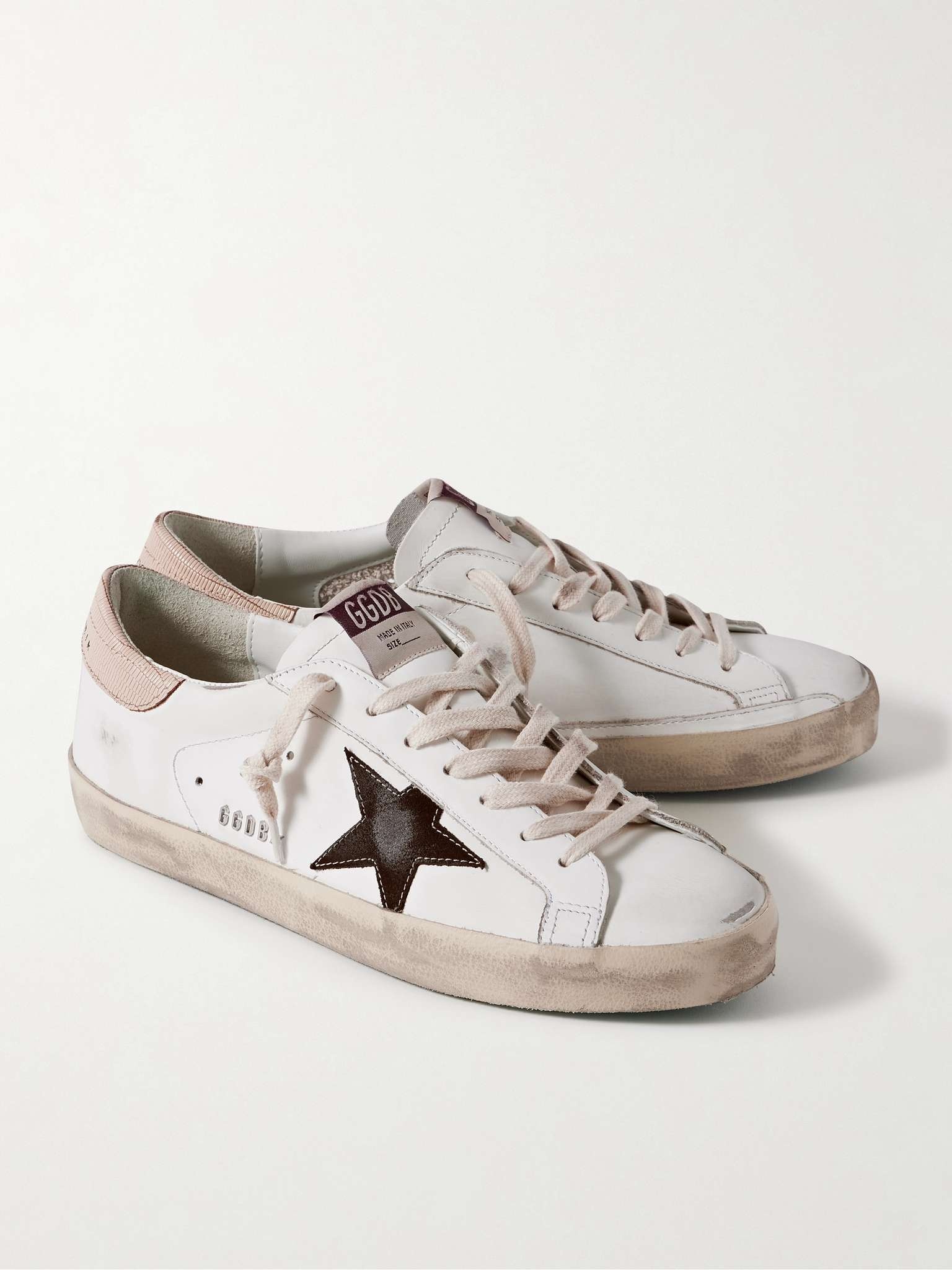 Super Star Distressed Suede-Trimmed Leather Sneakers - 4