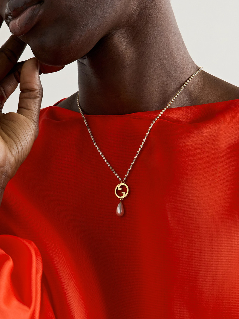 GUCCI Blondie Gold-tone, Faux-pearl And Crystal Necklace outlook