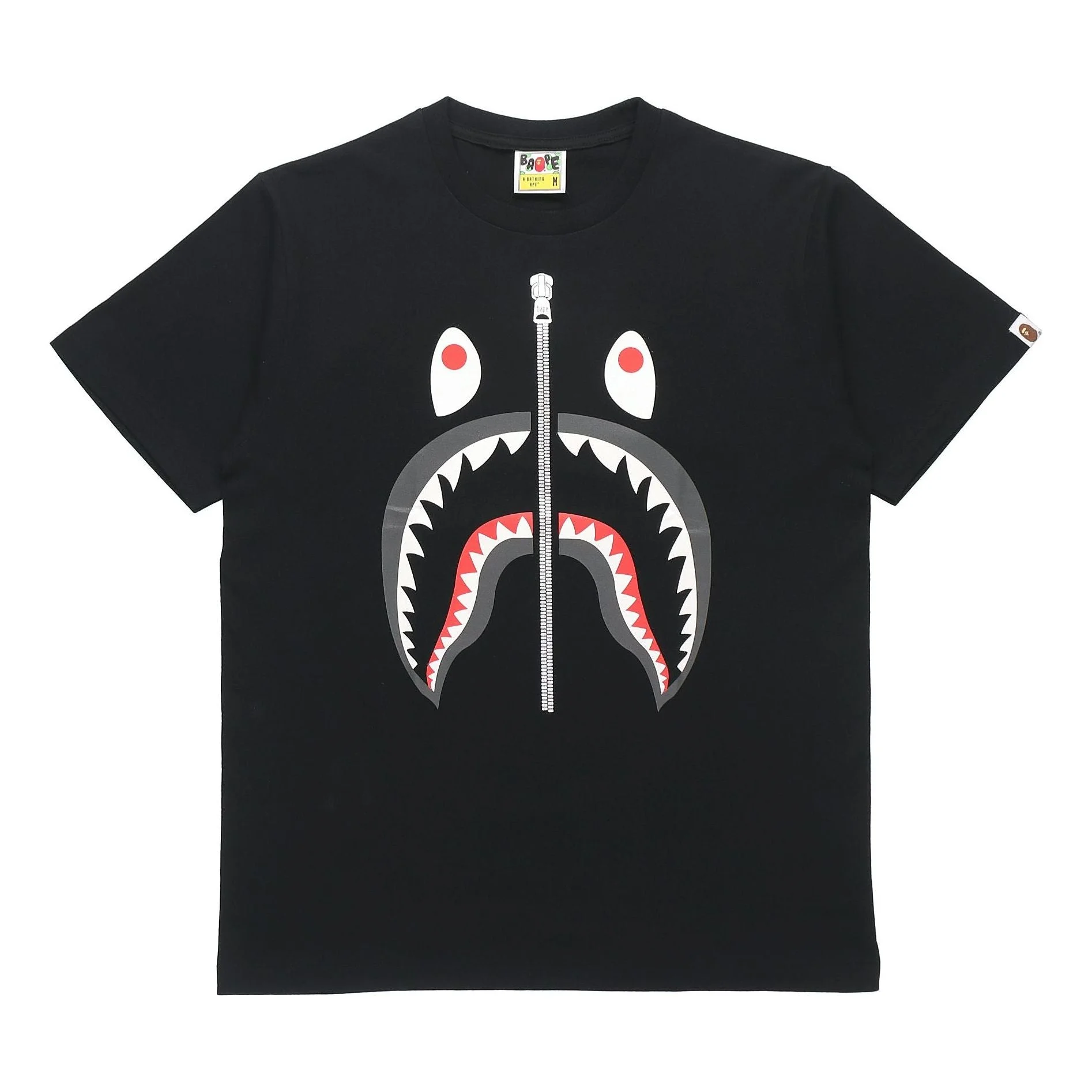 A Bathing Ape Half Zip Shark Tee 'Black' 1E30-110-006 - 1