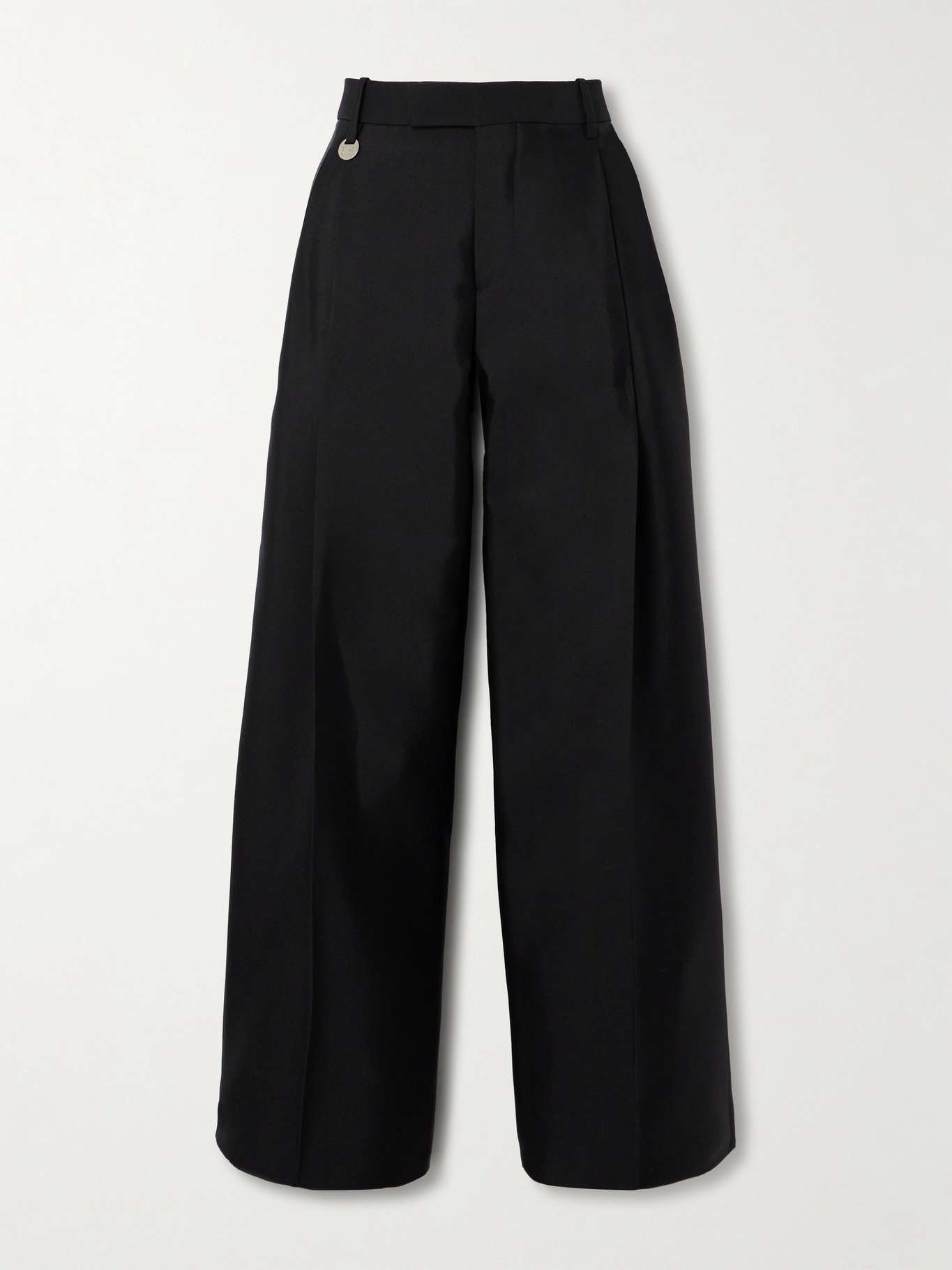 Pleated wool and silk-blend twill wide-leg pants - 1