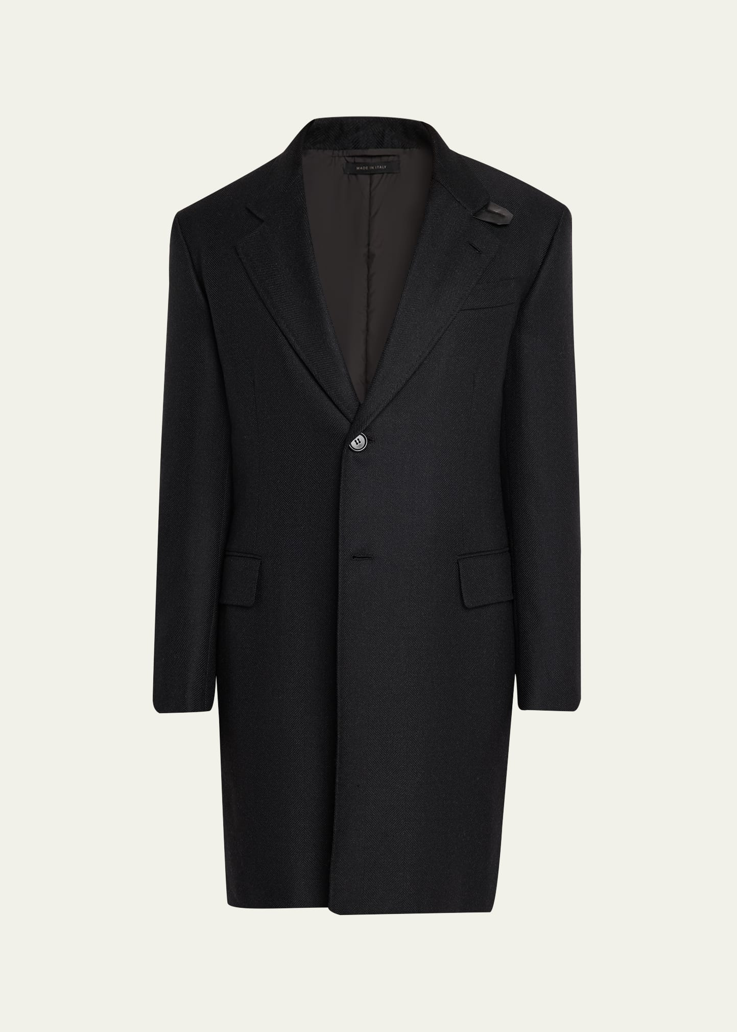 Men's Wool Chevron Single-Breasted Overcoat - 1