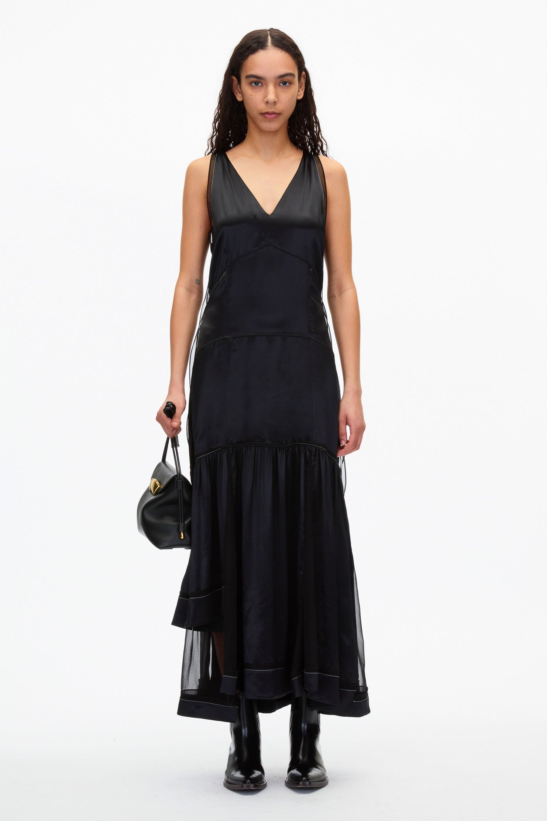 Liquid Satin Tiered Gown - 1
