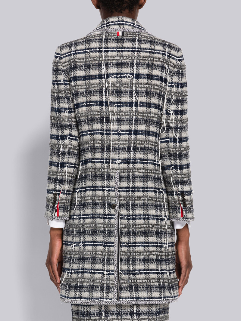 Tartan Ribbon Tweed Bal Collar Overcoat 3