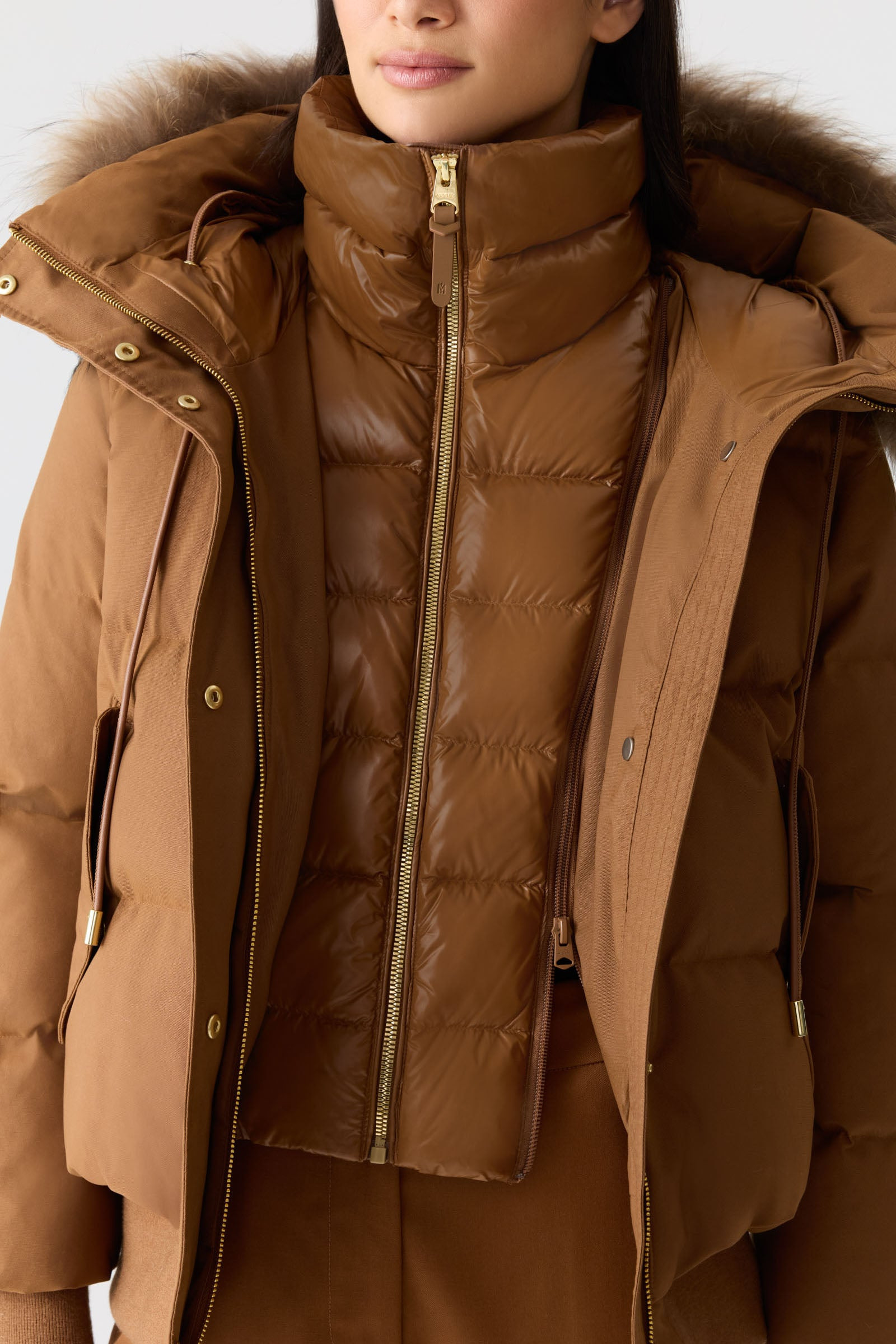 NEFI-F down jacket with removable fur trimmed hood - 6