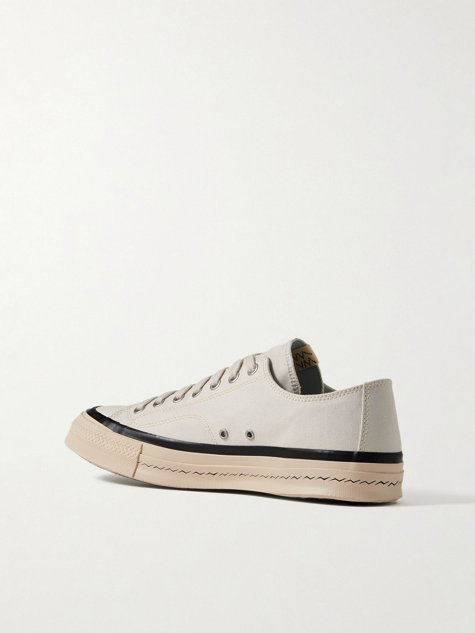 Skagway Lo Leather-Trimmed Canvas Sneakers Ivory - 4