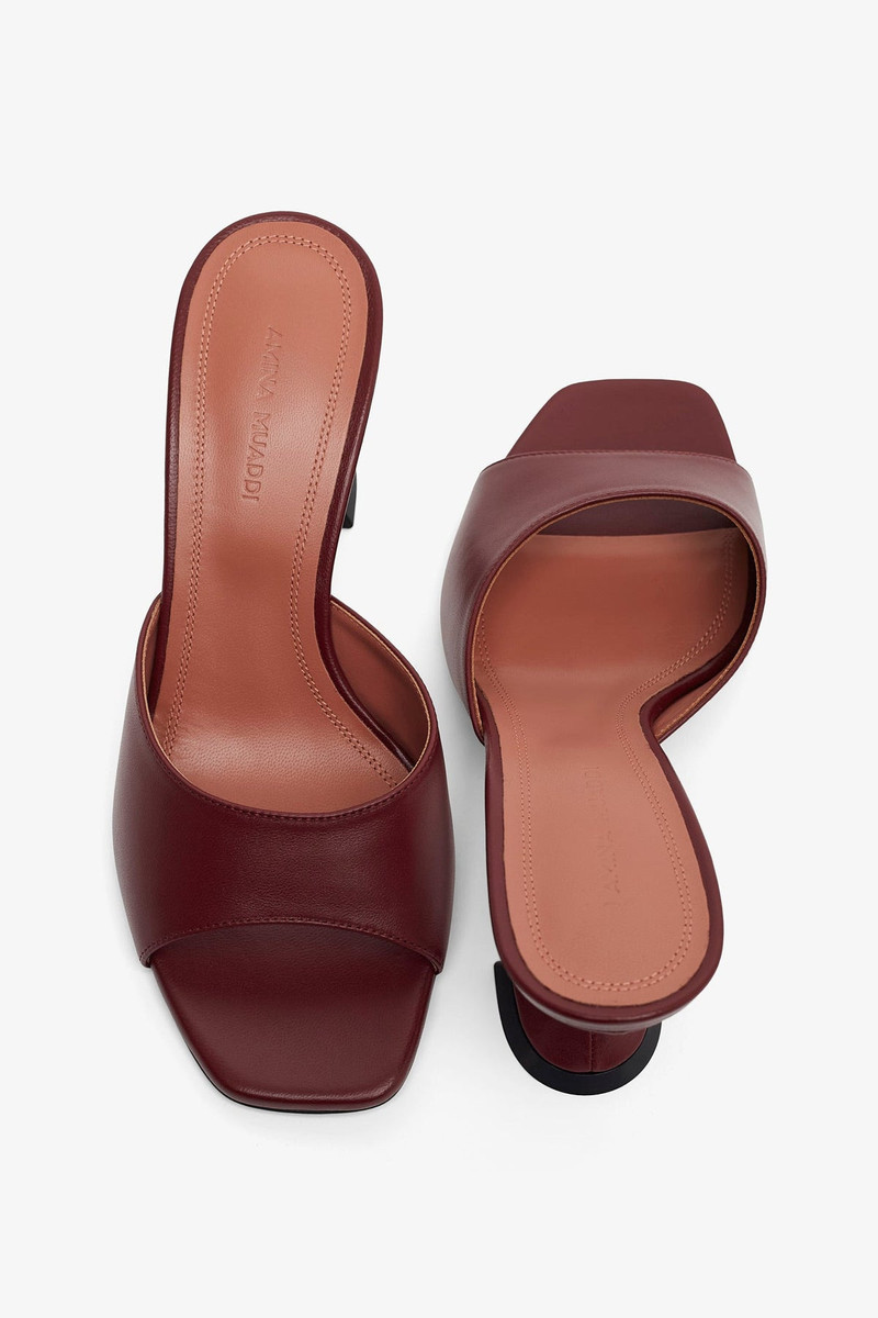 Amina Muaddi Lupita 70 dark red leather slippers outlook