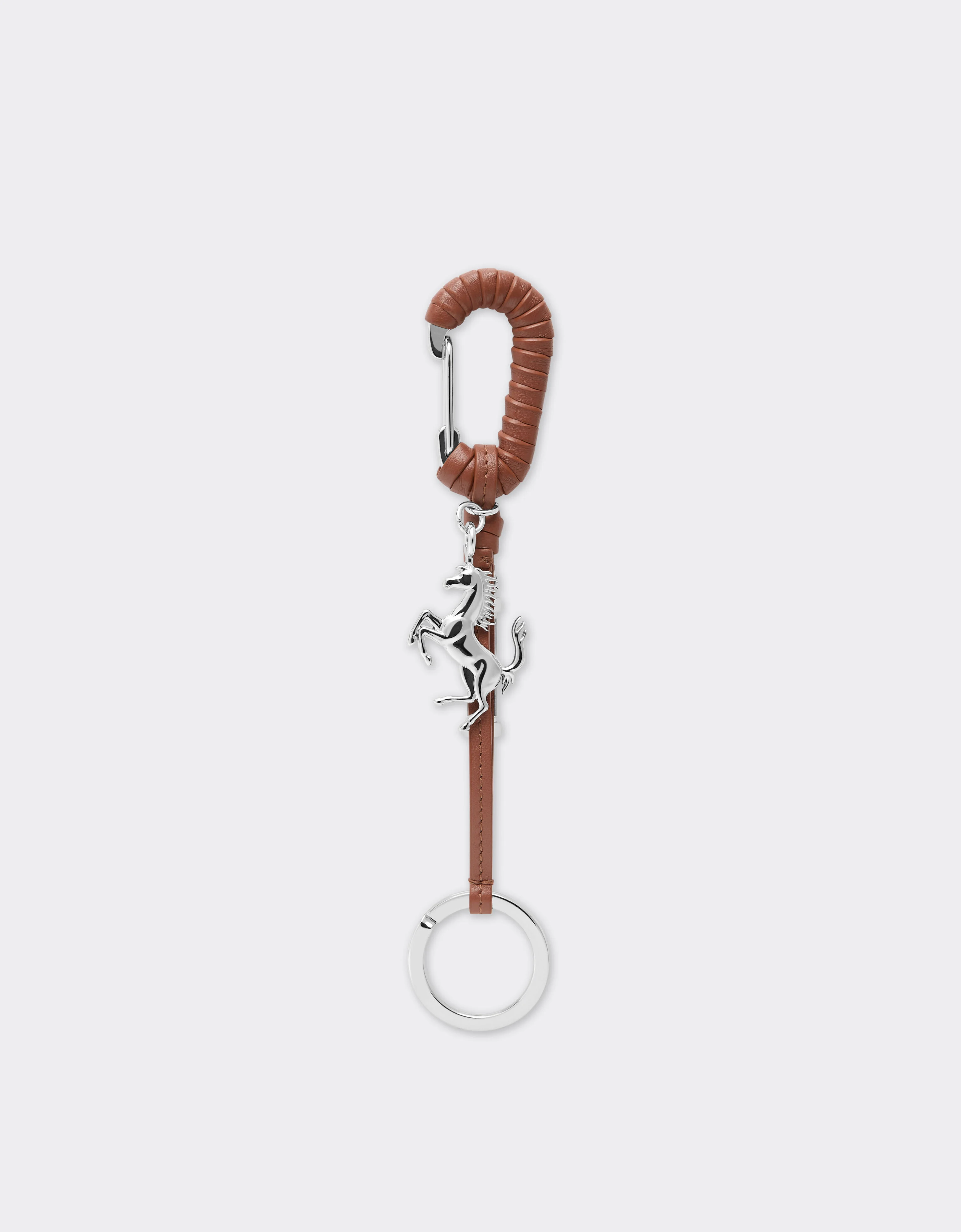 Metal and leather keyring with charm - 1