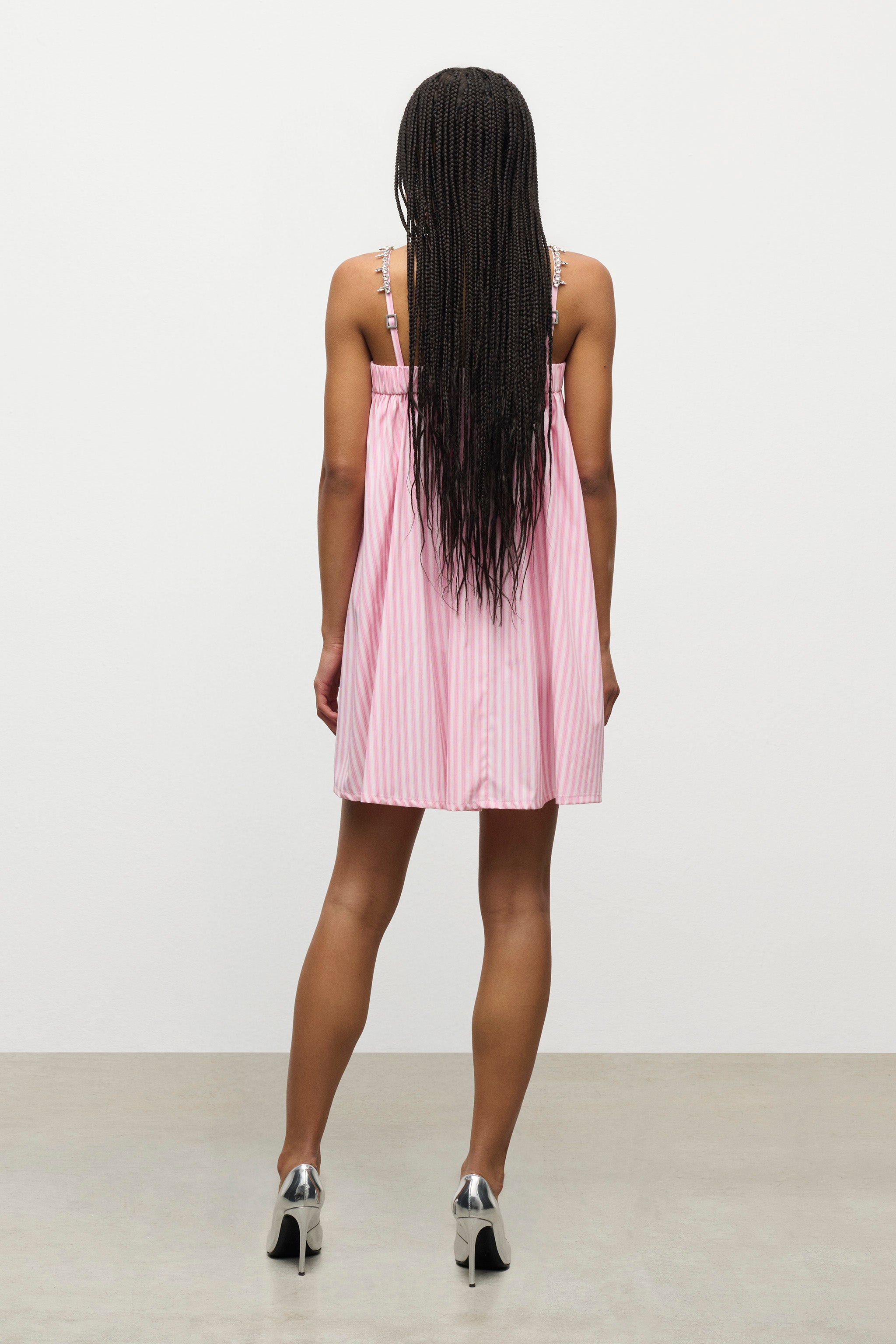 CRYSTAL GROMMET POPLIN MINI DRESS - 4