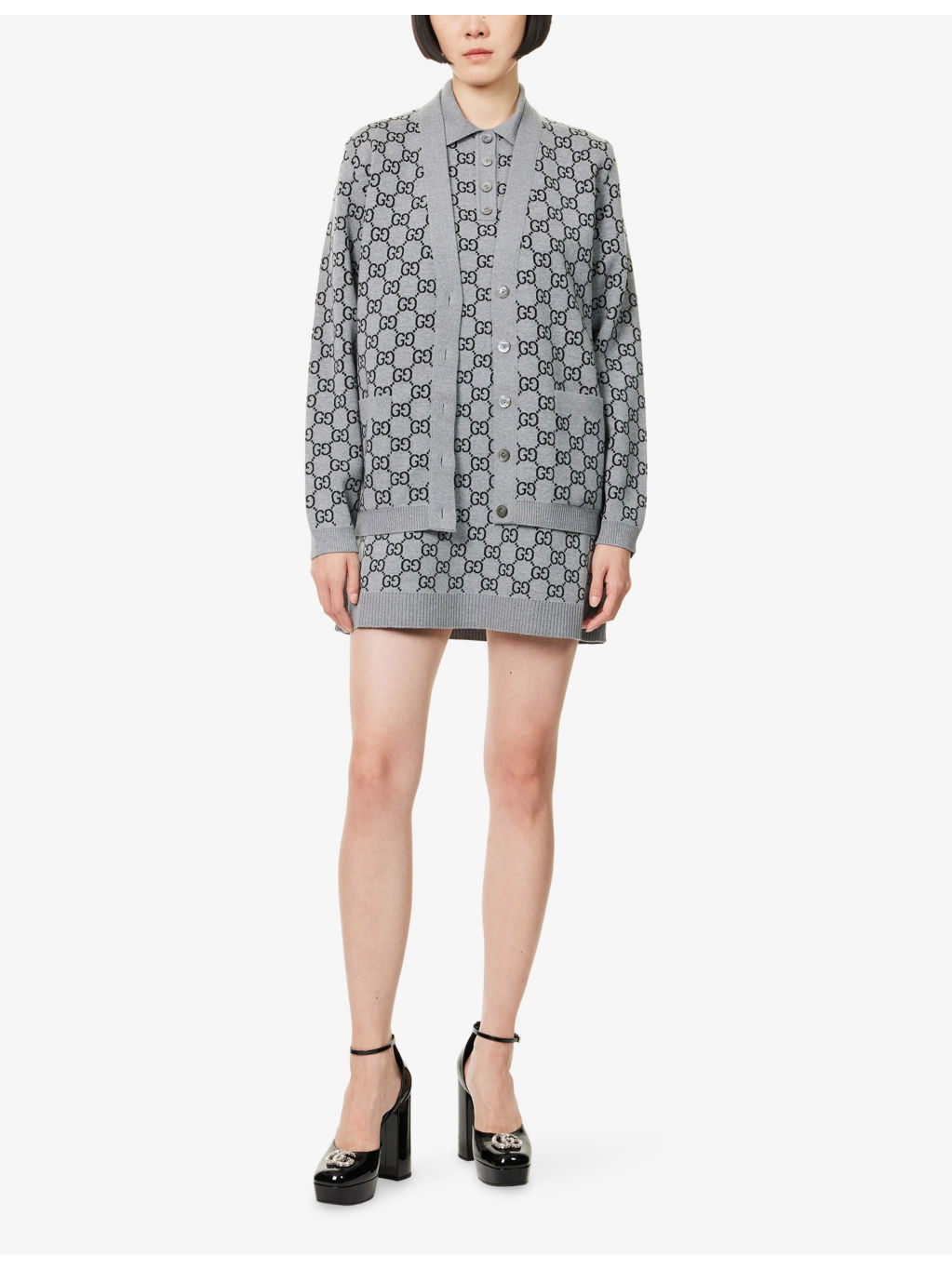Monogram V-Neck Knitted Wool Cardigan - 2