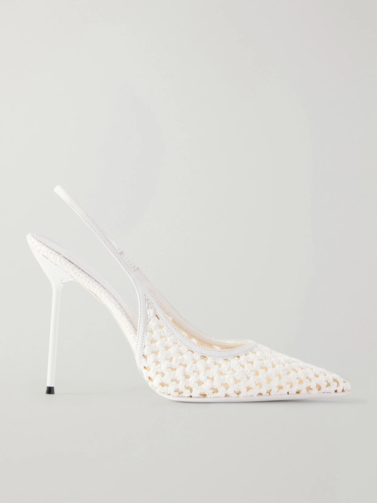 Lidia Leather-trimmed Straw Slingback Pumps - 1