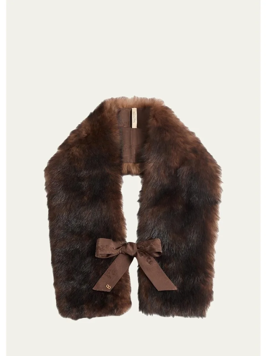VLogo Bow Fur Stole - 1