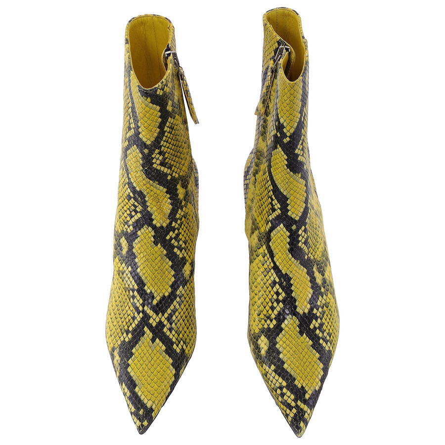The Attico Fluo Yellow Python Leather Cheope Ankle Boots - 3