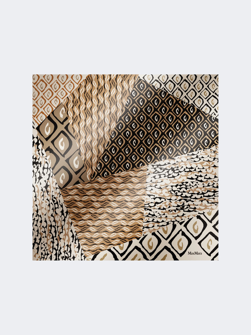 CARRE90W1 Printed silk oversized scarf - BEIGE 5