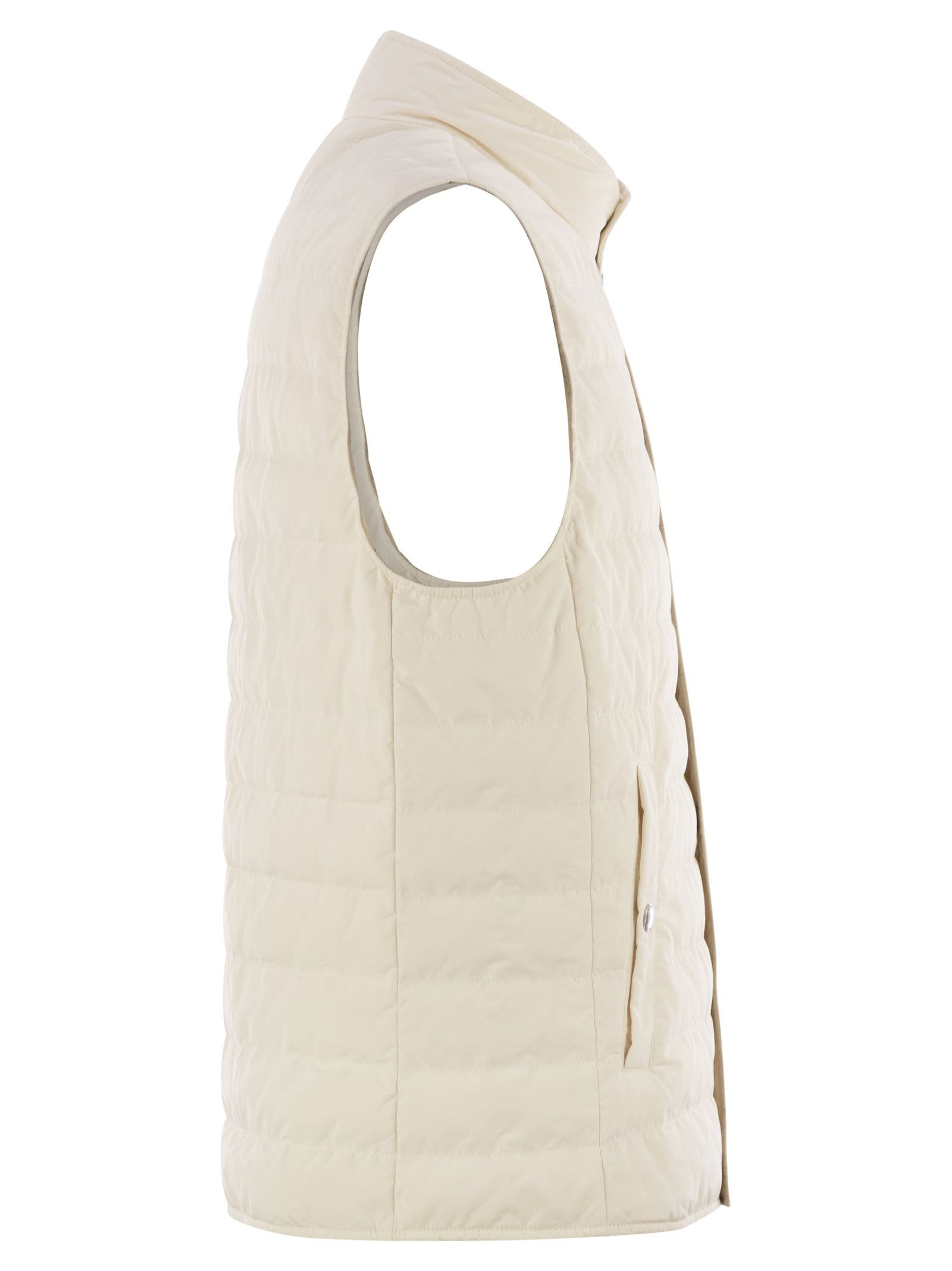 Brunello Cucinelli Men Lightweight Sleeveless Down Jacket In Water-Repellent Microfibre - 3