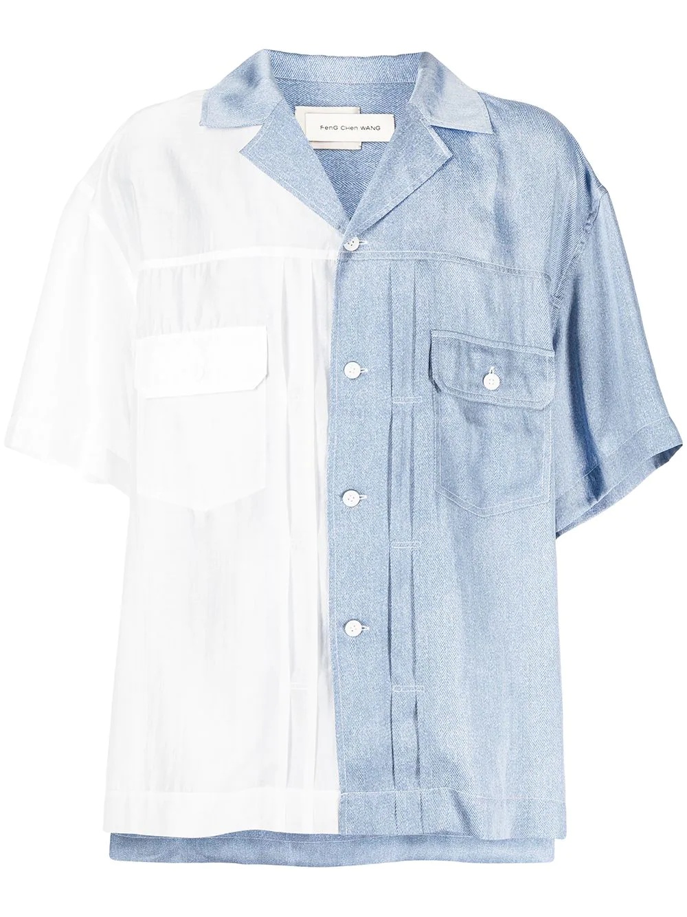 transparent-panel camp collar shirt - 1